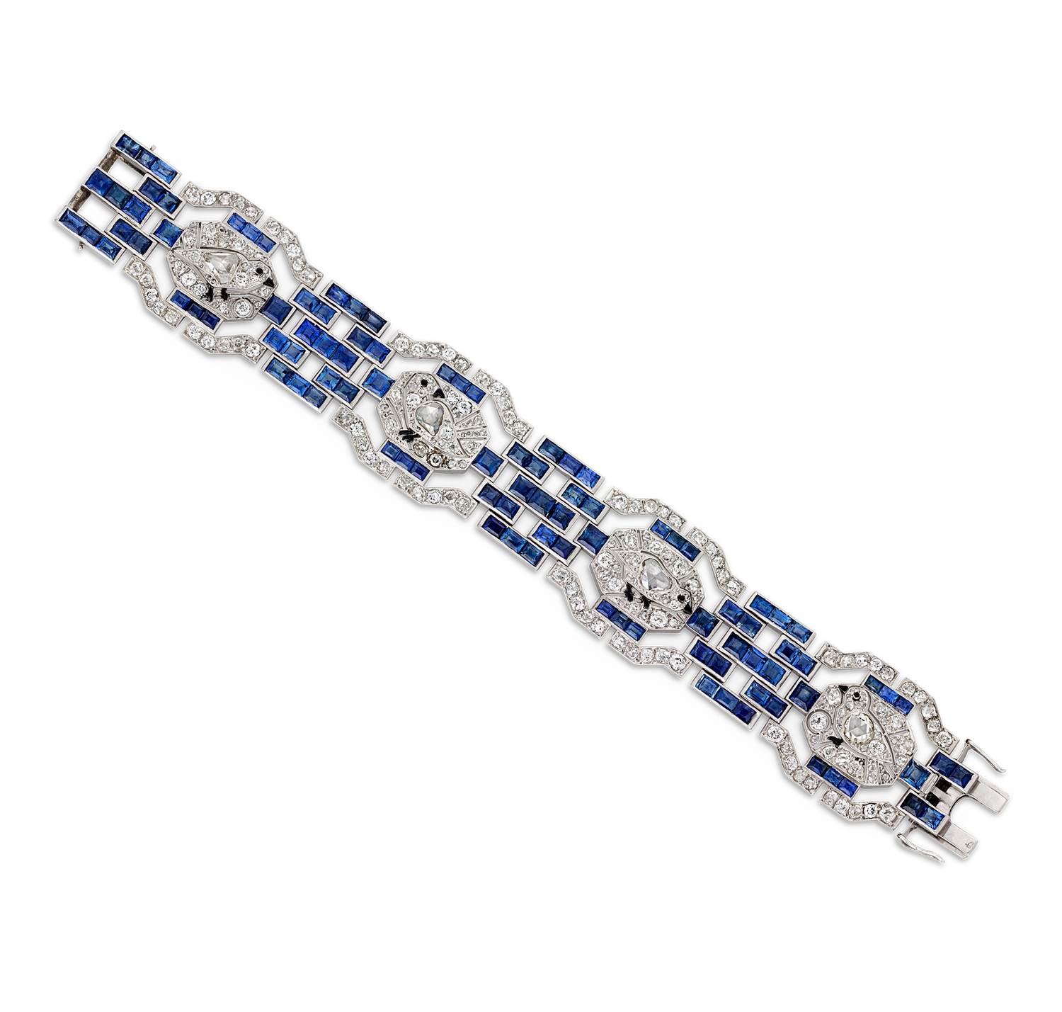 Tiffany & Co. Art Deco Diamond and Sapphire Pictorial Bracelet
