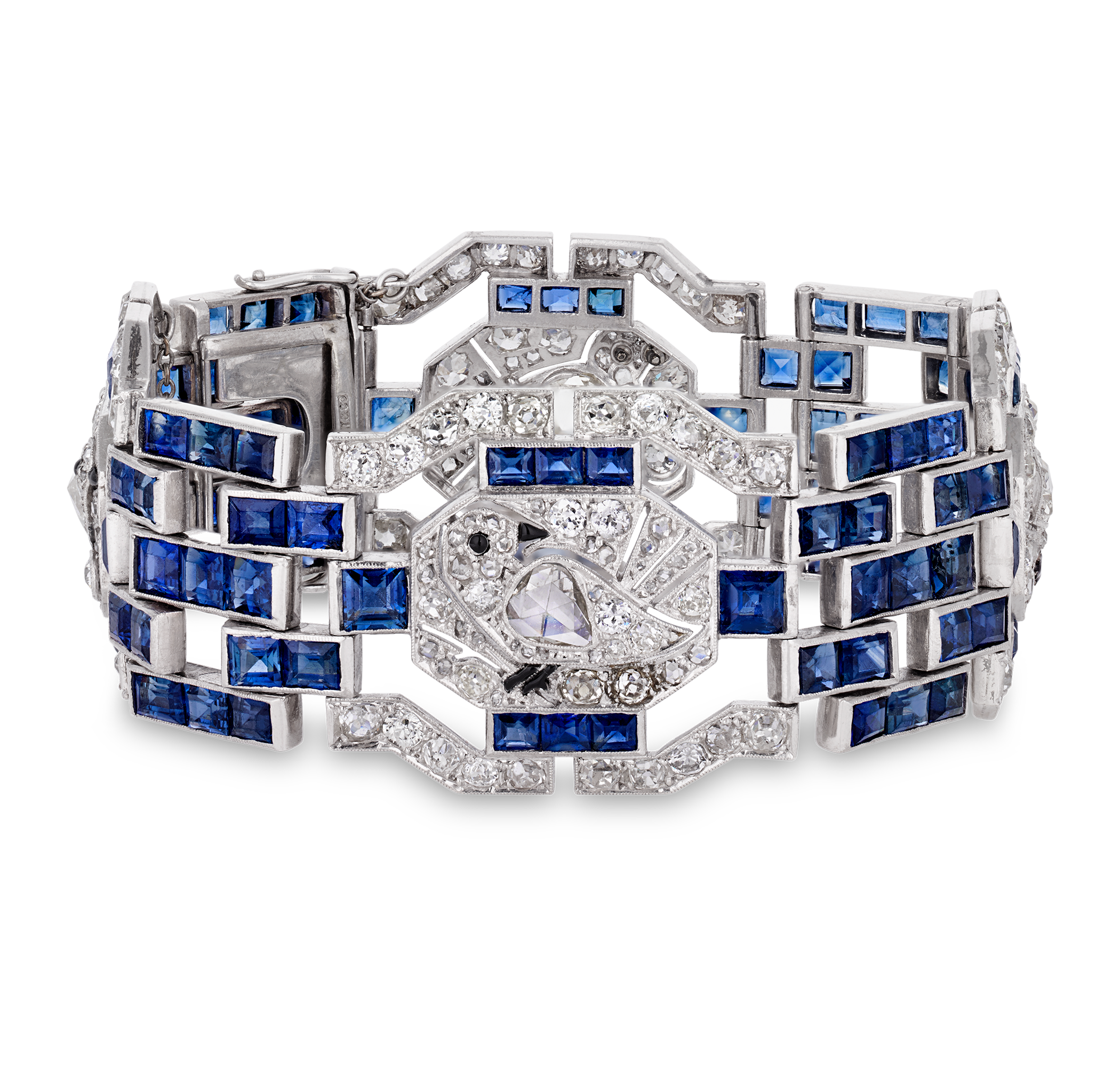 Tiffany & Co. Art Deco Diamond and Sapphire Pictorial Bracelet