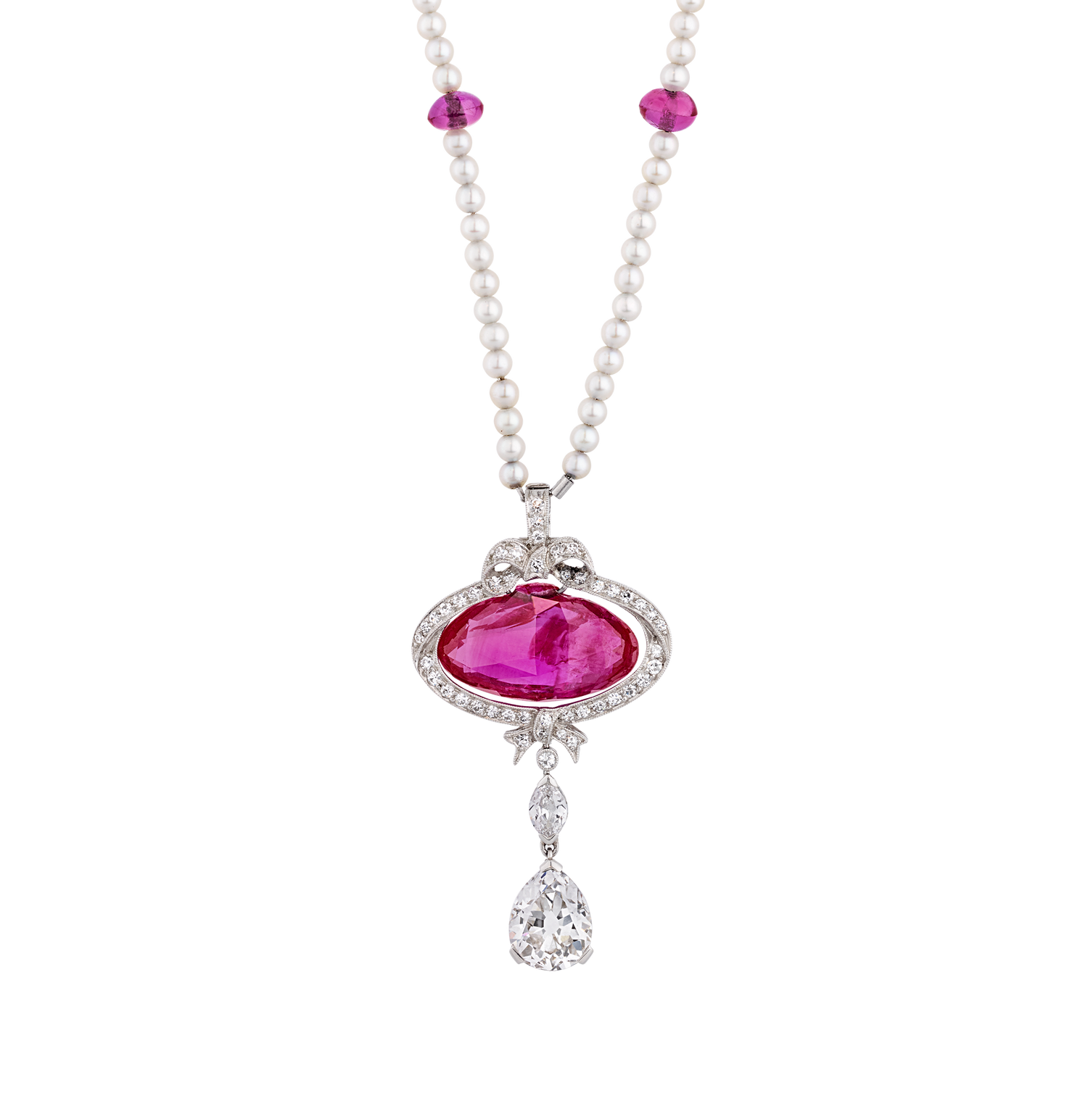 Ross Pennell Art Deco Untreated Burma Ruby Necklace, 6.30 Carats