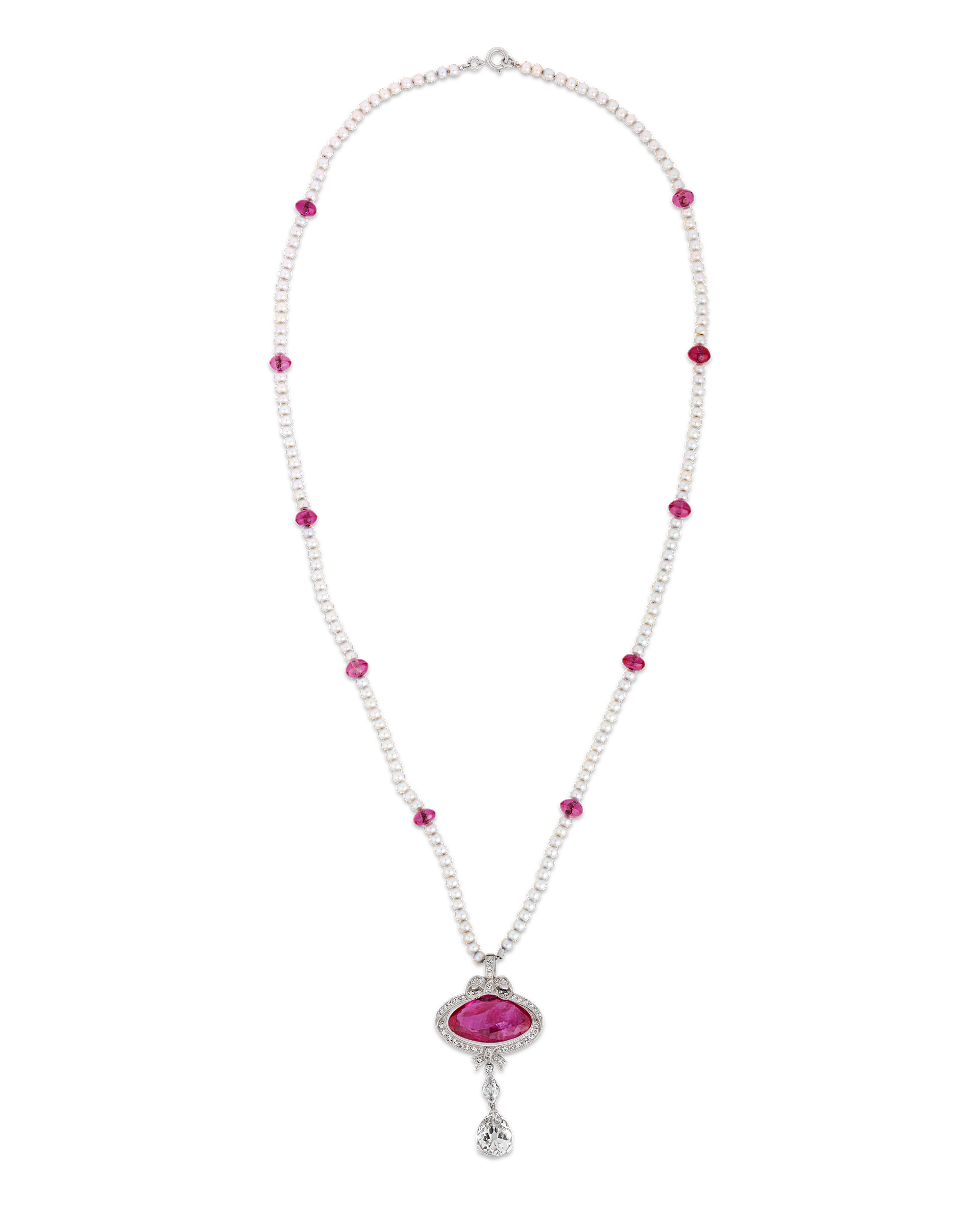 Ross Pennell Art Deco Untreated Burma Ruby Necklace, 6.30 Carats