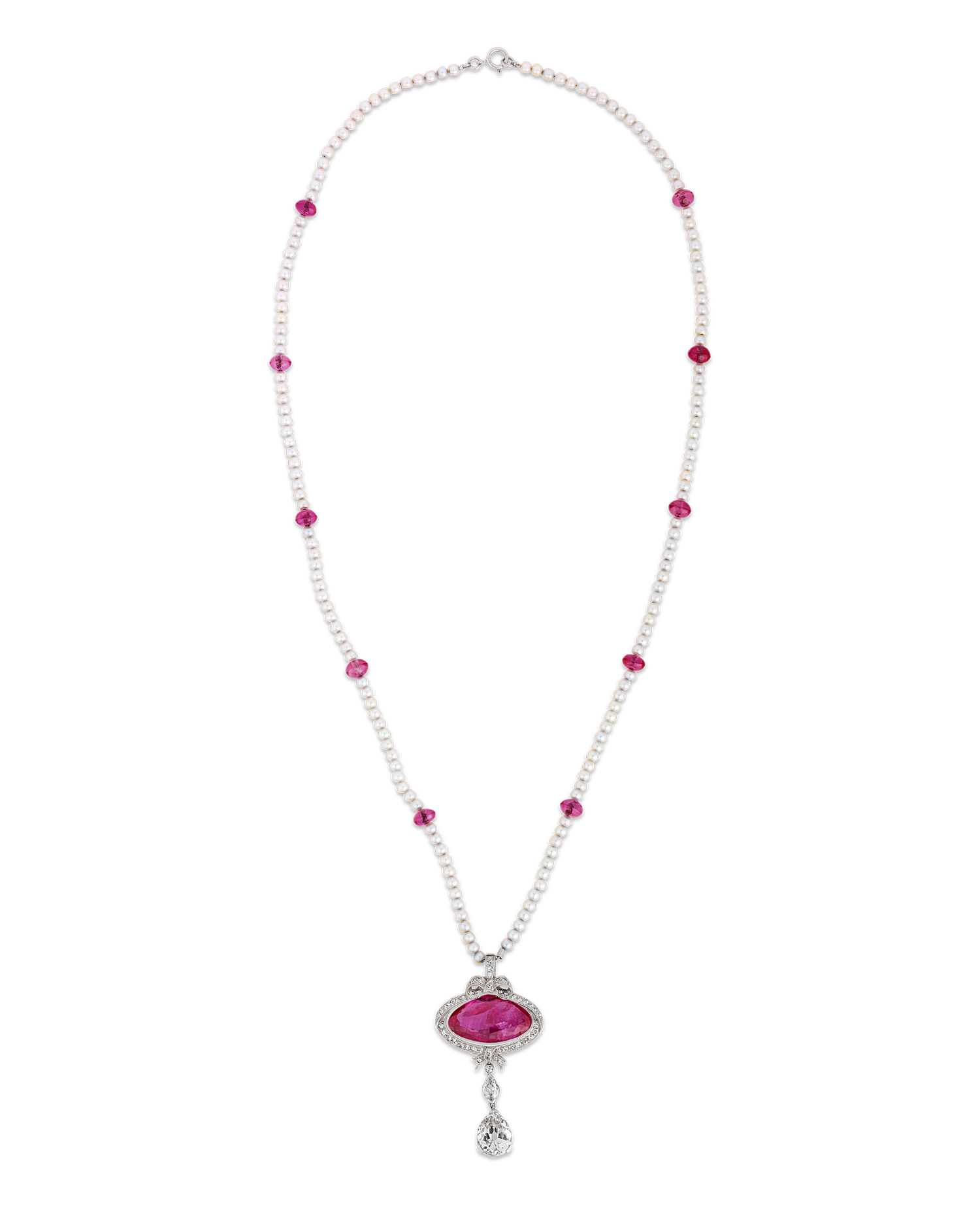 Ross Pennell Art Deco Untreated Burma Ruby Necklace, 6.30 Carats