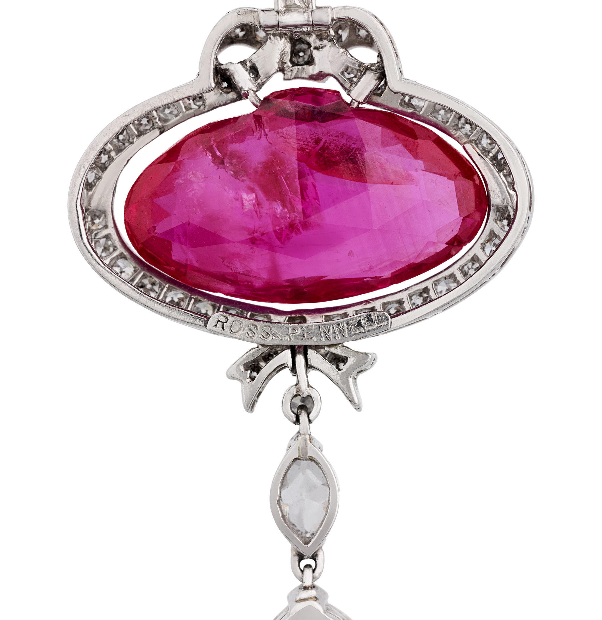 Ross Pennell Art Deco Untreated Burma Ruby Necklace, 6.30 Carats