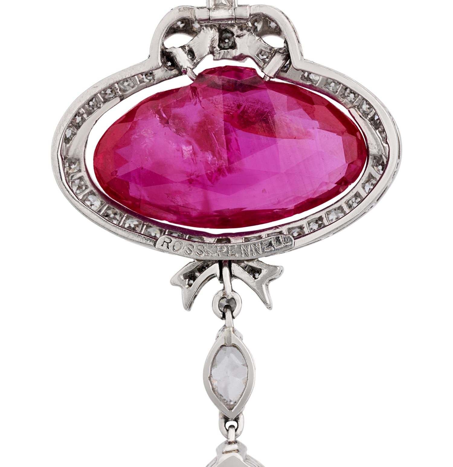 Ross Pennell Art Deco Untreated Burma Ruby Necklace, 6.30 Carats