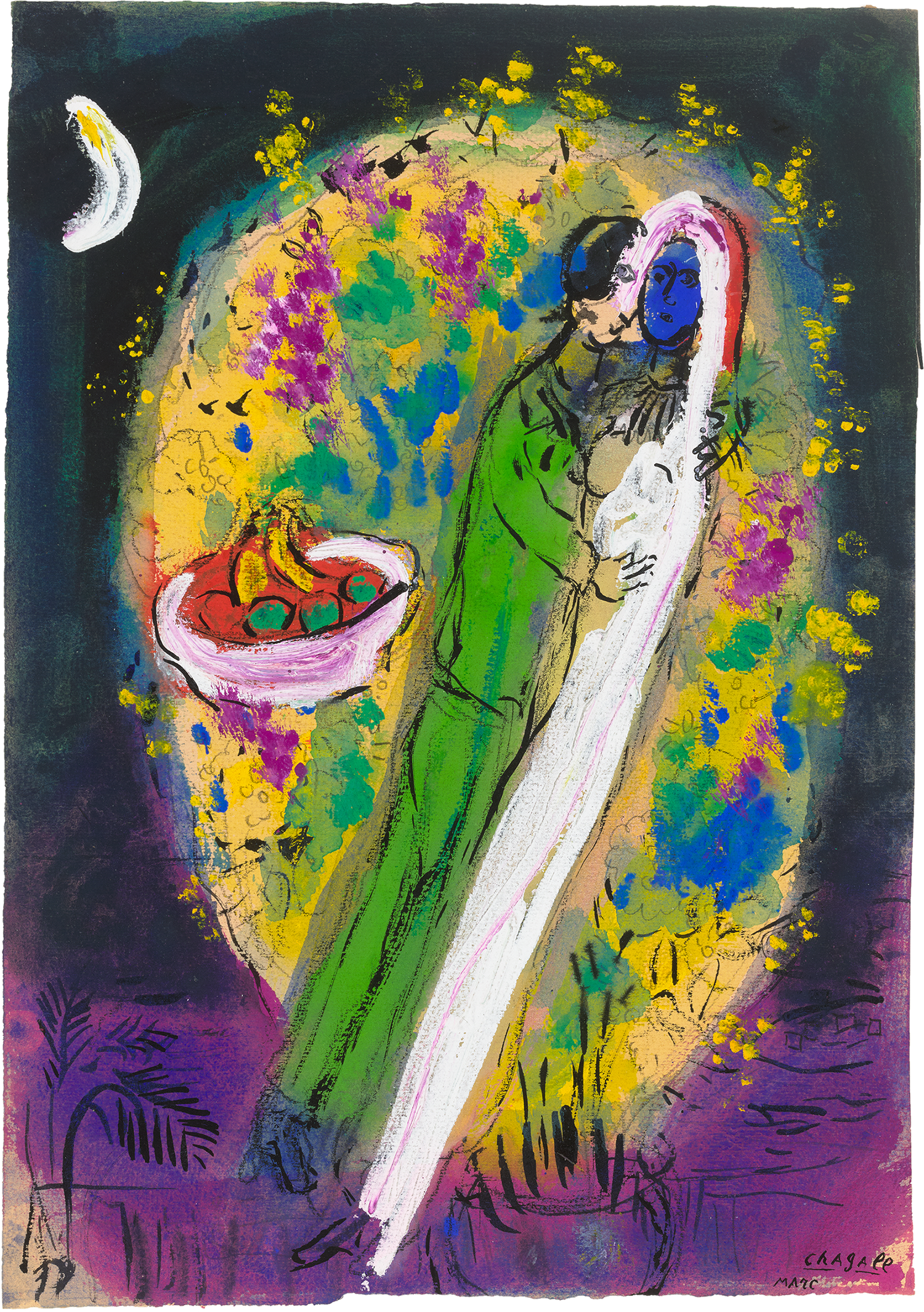 Couple devant buisson by Marc Chagall