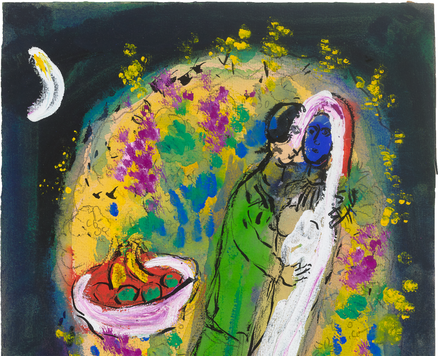 Couple devant buisson by Marc Chagall