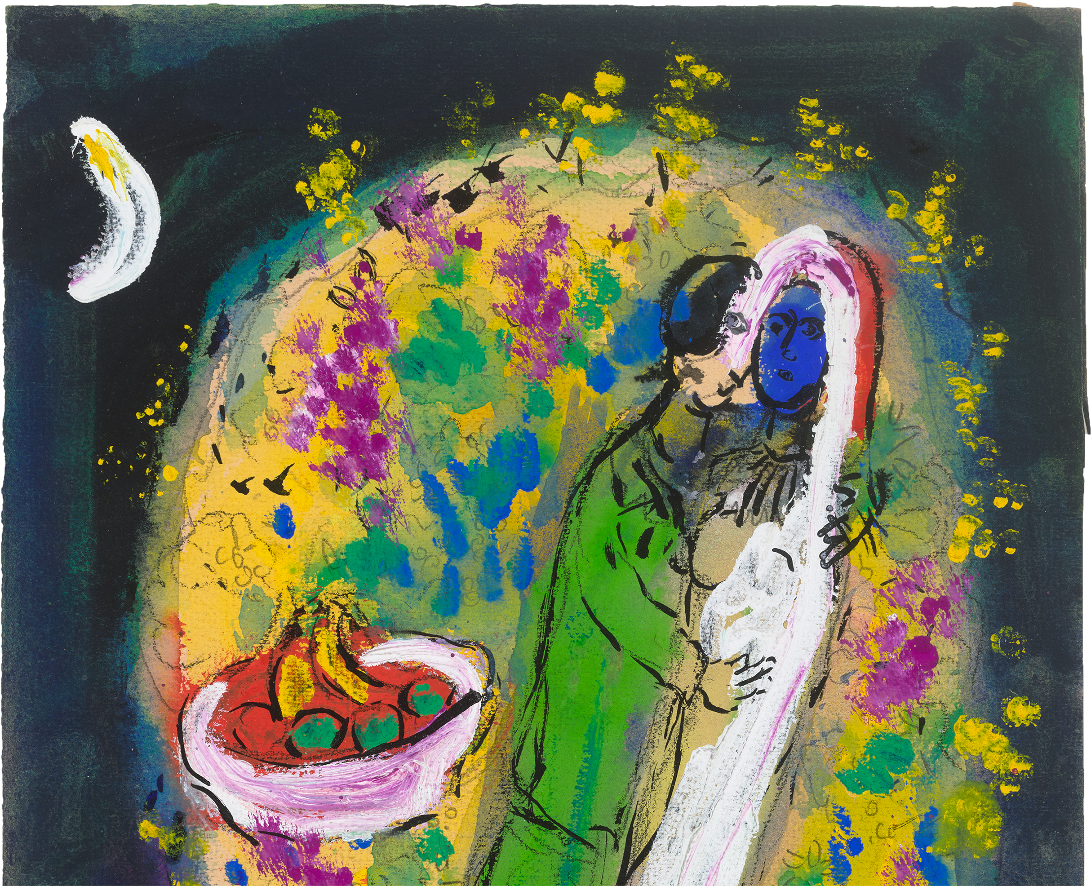 Couple devant buisson by Marc Chagall