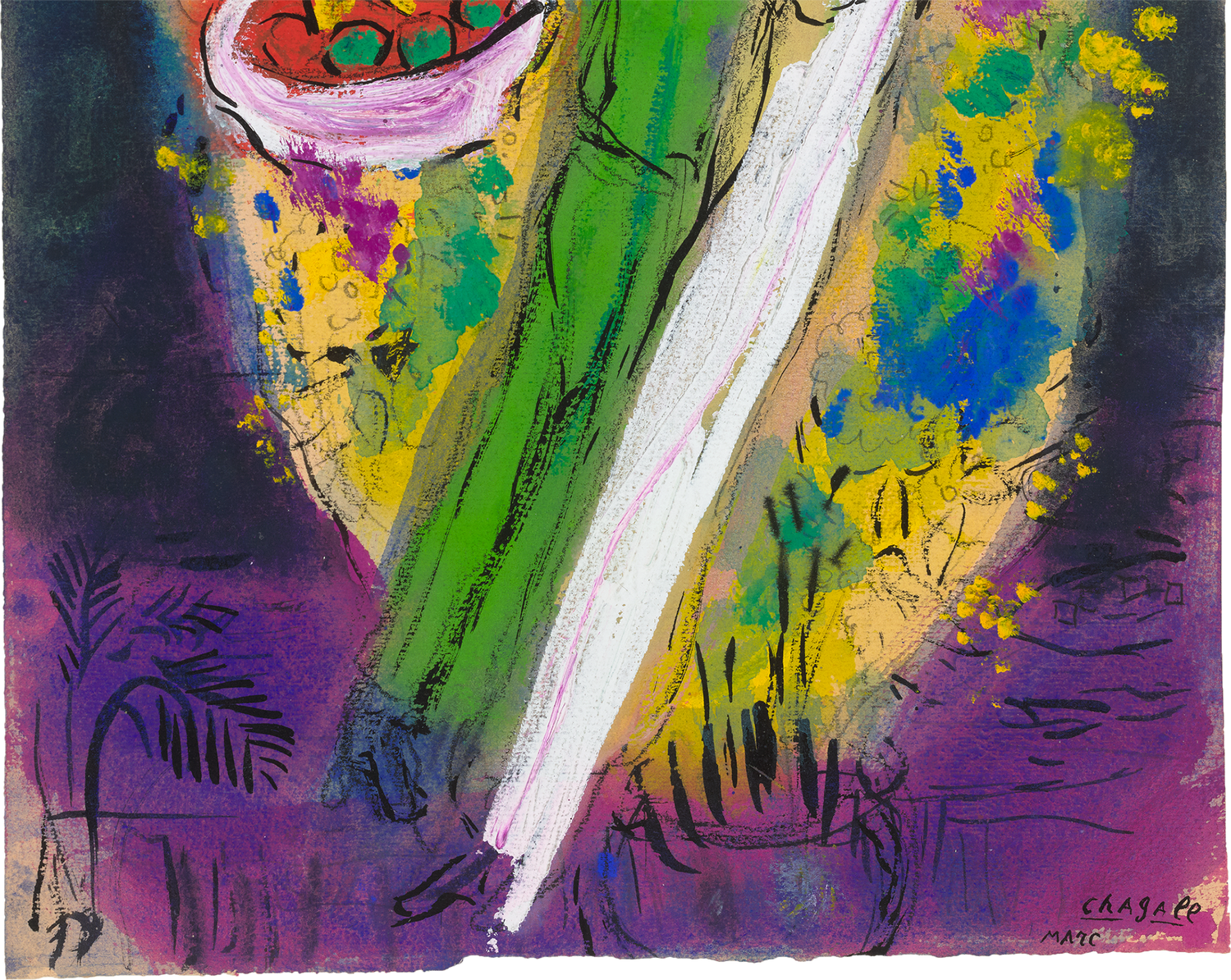 Couple devant buisson by Marc Chagall