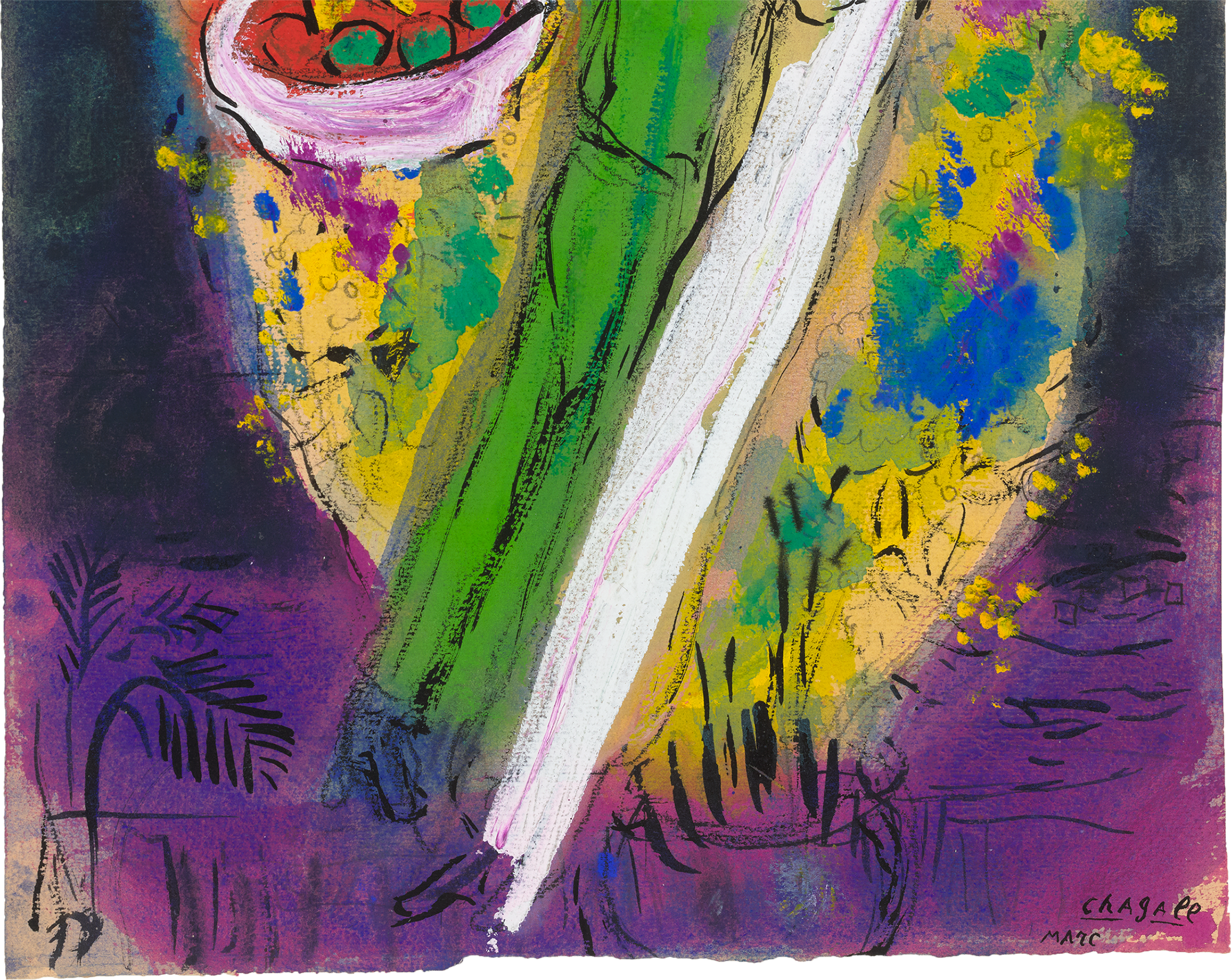 Couple devant buisson by Marc Chagall