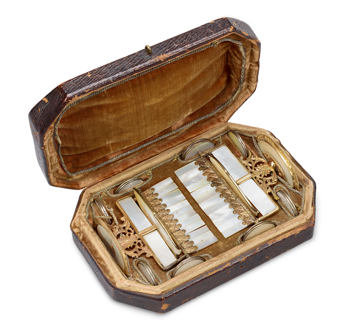 Mother-of-Pearl and Gilded Brass Game Counters