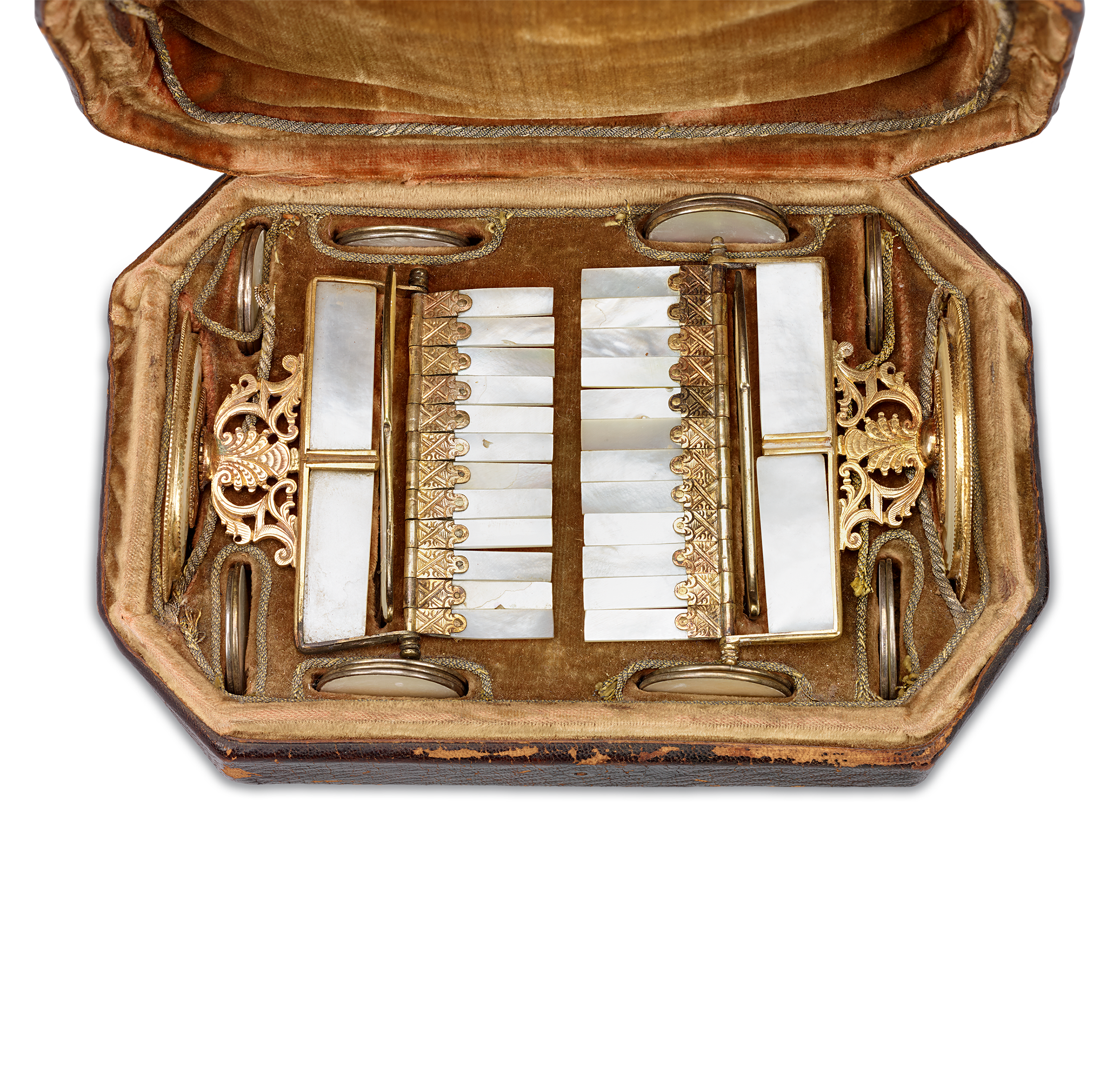 Mother-of-Pearl and Gilded Brass Game Counters