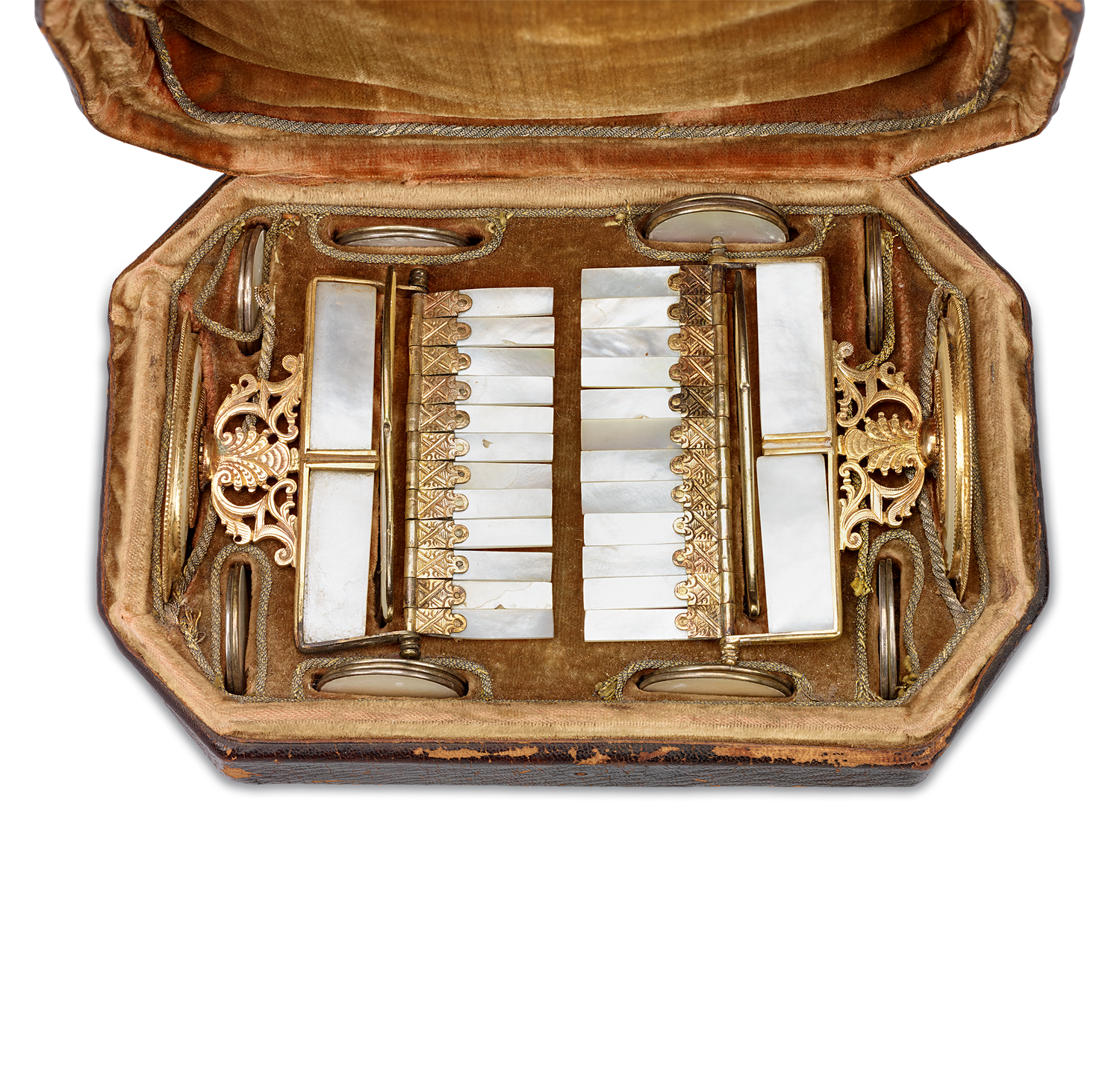 Mother-of-Pearl and Gilded Brass Game Counters