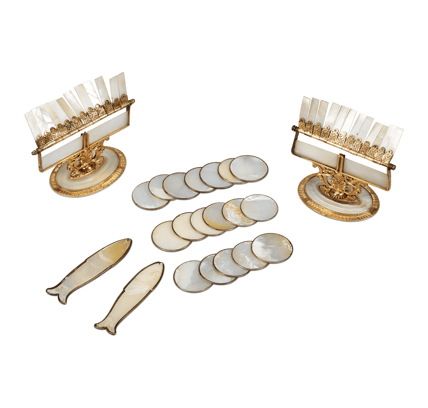 Palais Royal Mother-of-Pearl and Gilded Brass Game Counters