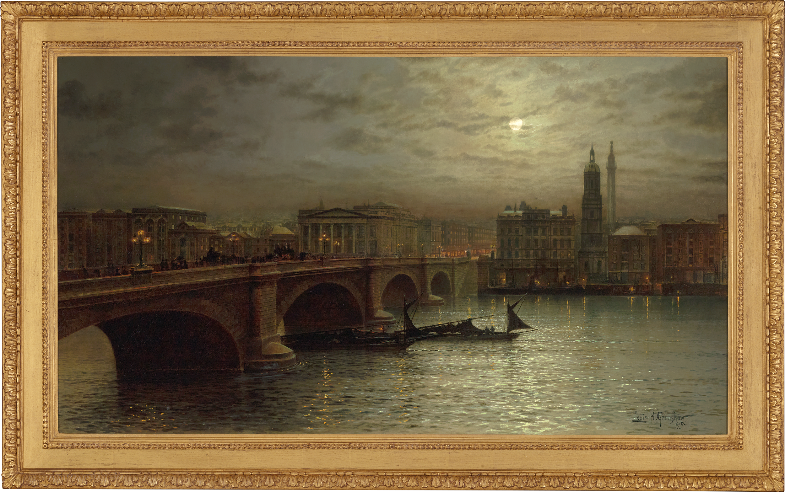 London Bridge from the South Side of the River by Louis H. Grimshaw