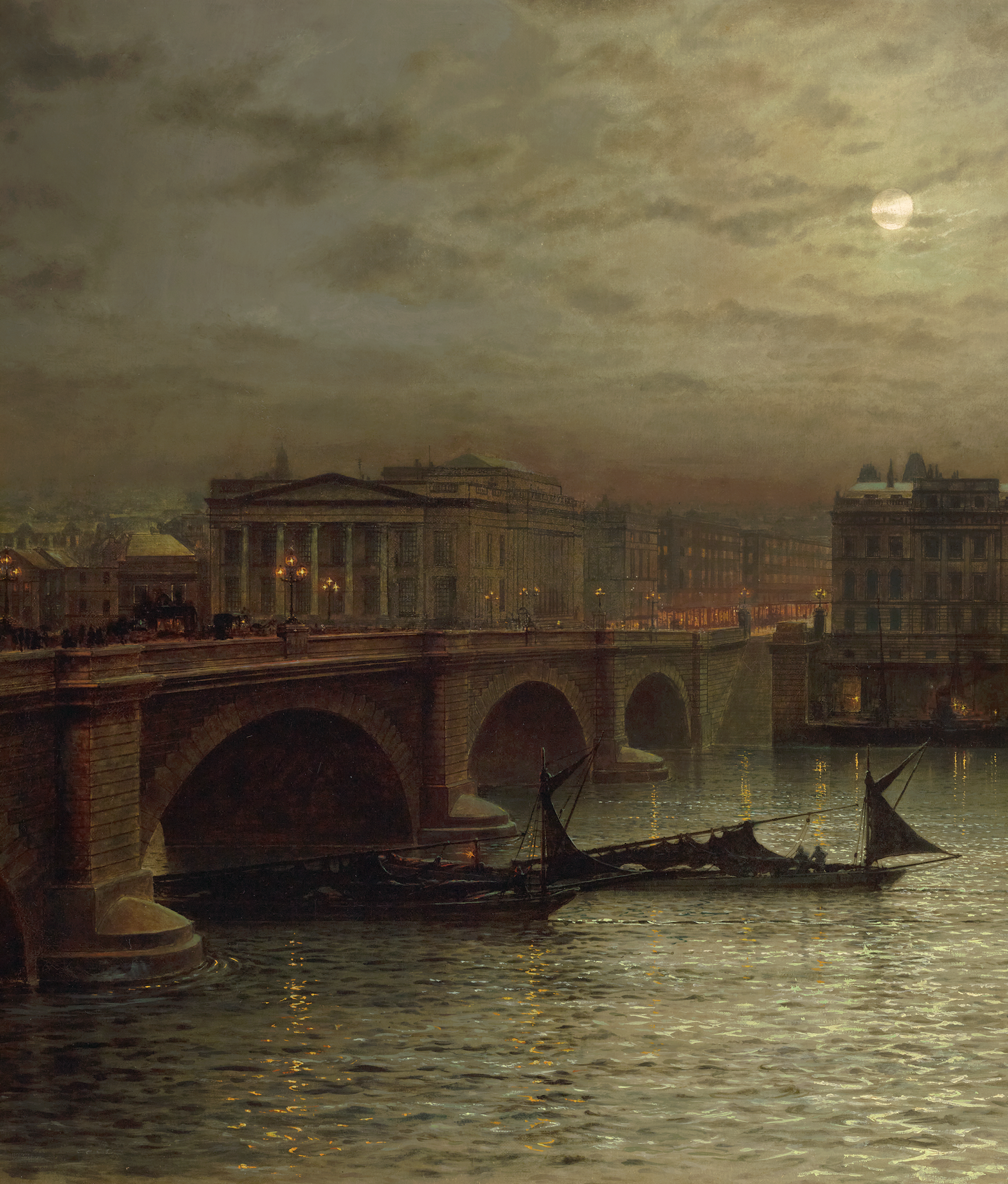 London Bridge from the South Side of the River by Louis H. Grimshaw
