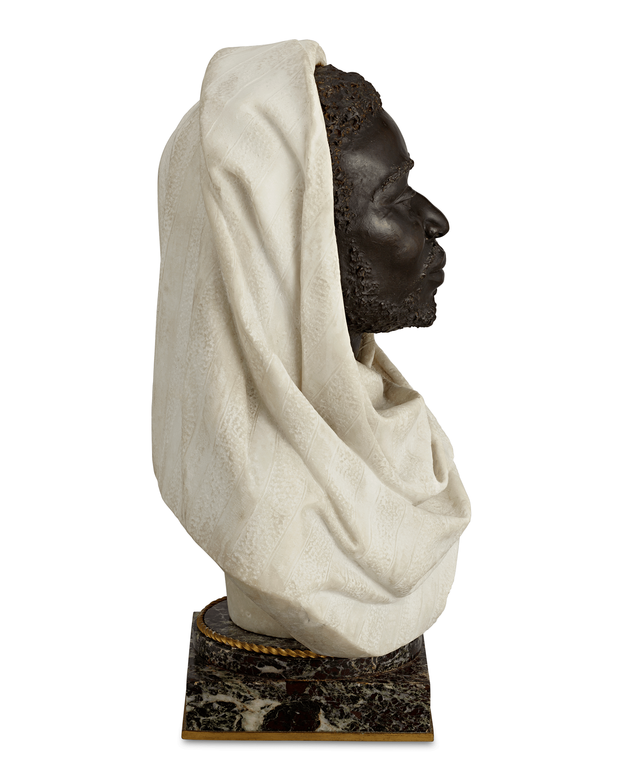 Pair of Bronze and Marble Busts by Henry Dasson and C. Caccia