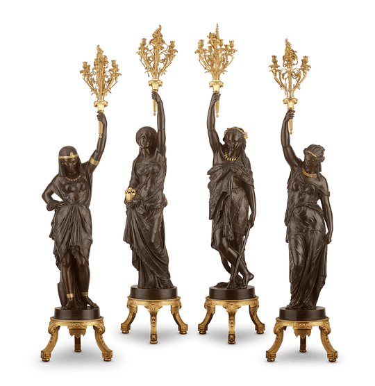 Four Continents Torchères by Miroy Frères