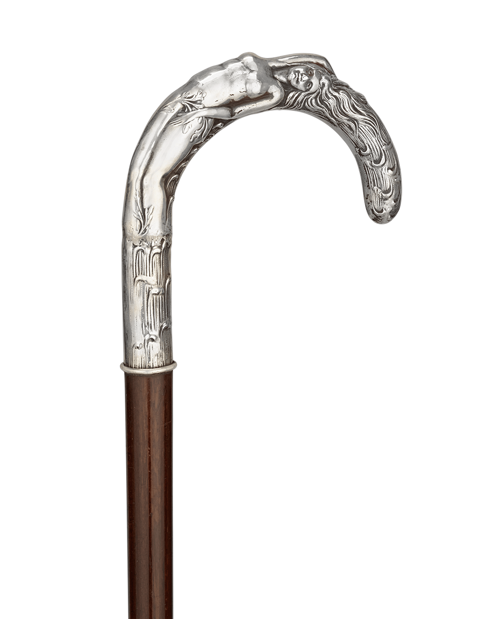 Art Nouveau Silver Nude Cane