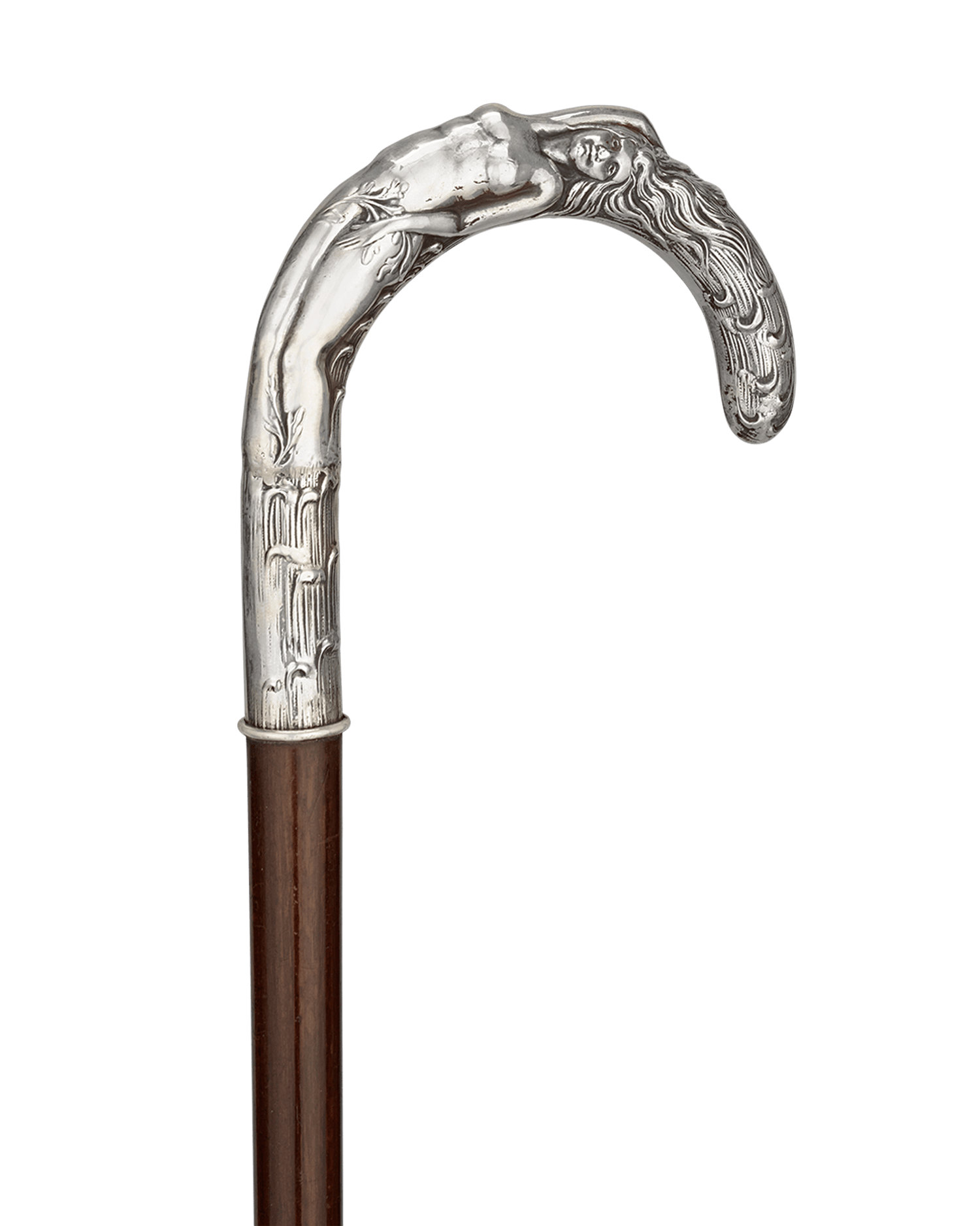 Art Nouveau Silver Nude Cane