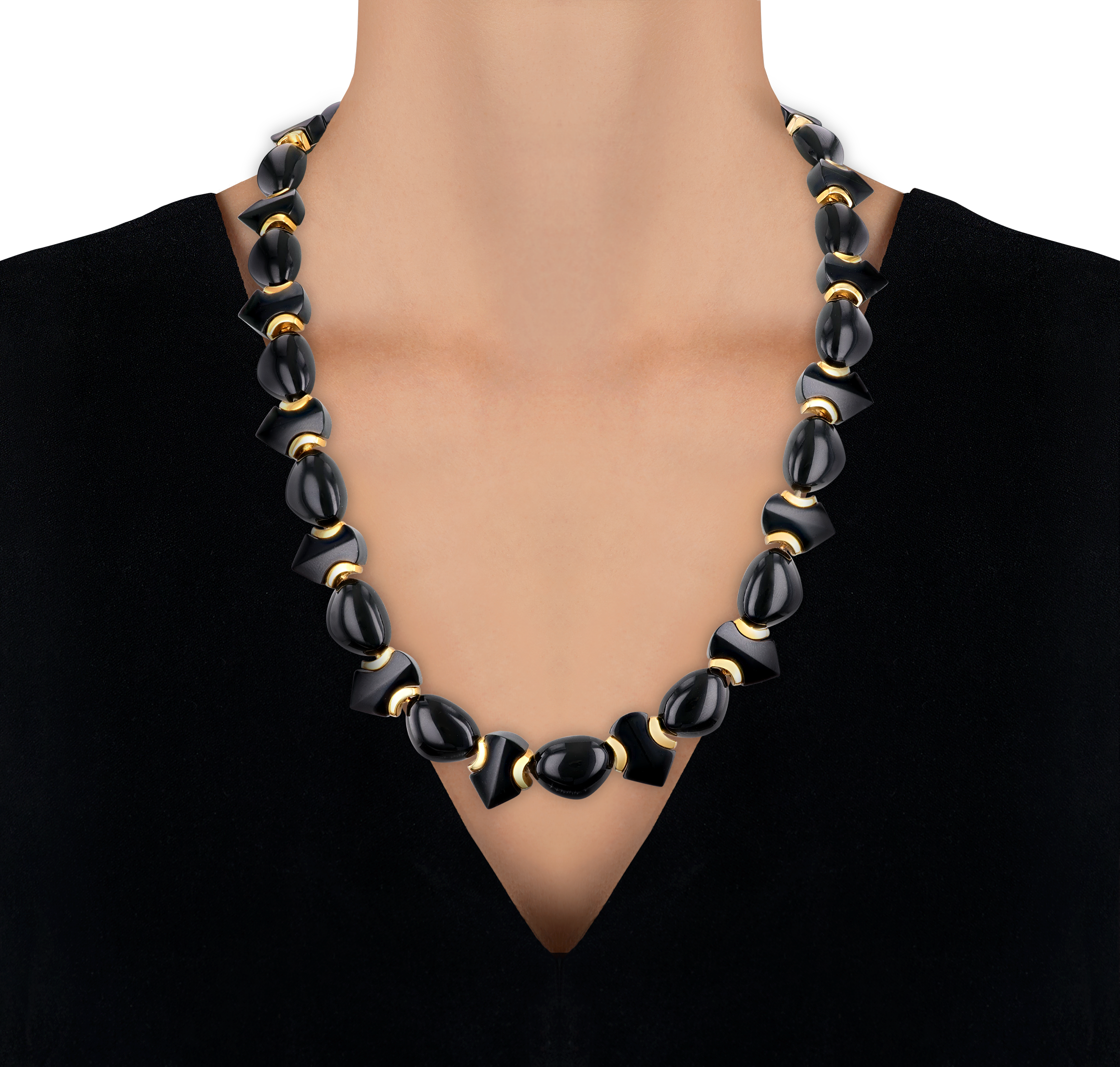 Marina B Black Jade and Gold Necklace