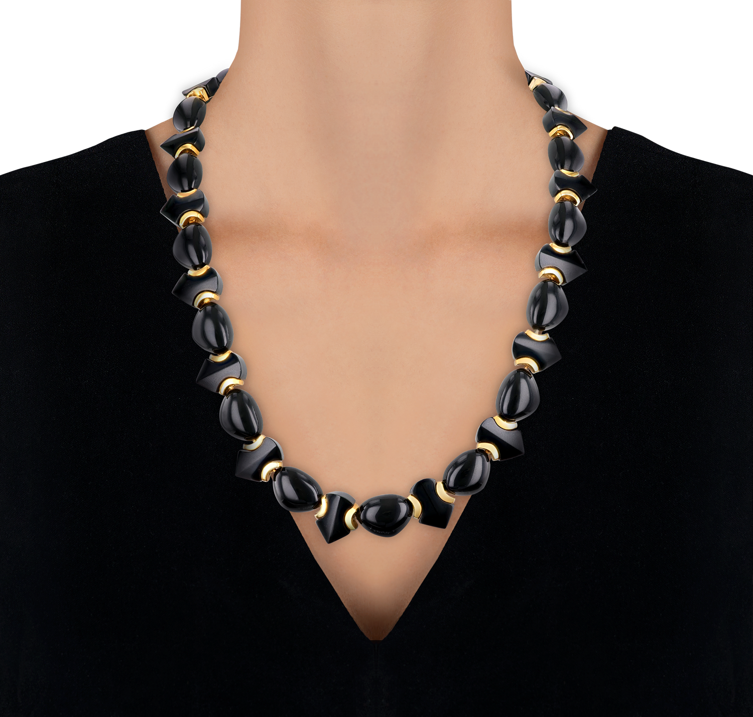 Marina B Black Jade and Gold Necklace