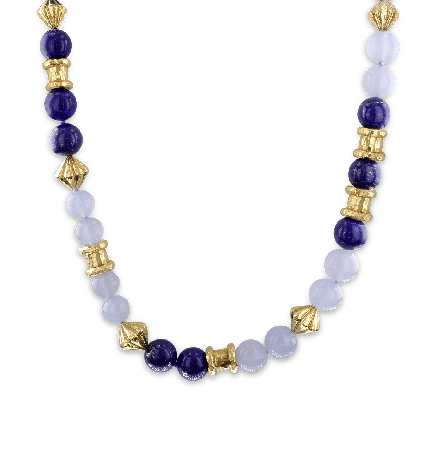 David Webb Lapis Lazuli, Chalcedony and Gold Necklace