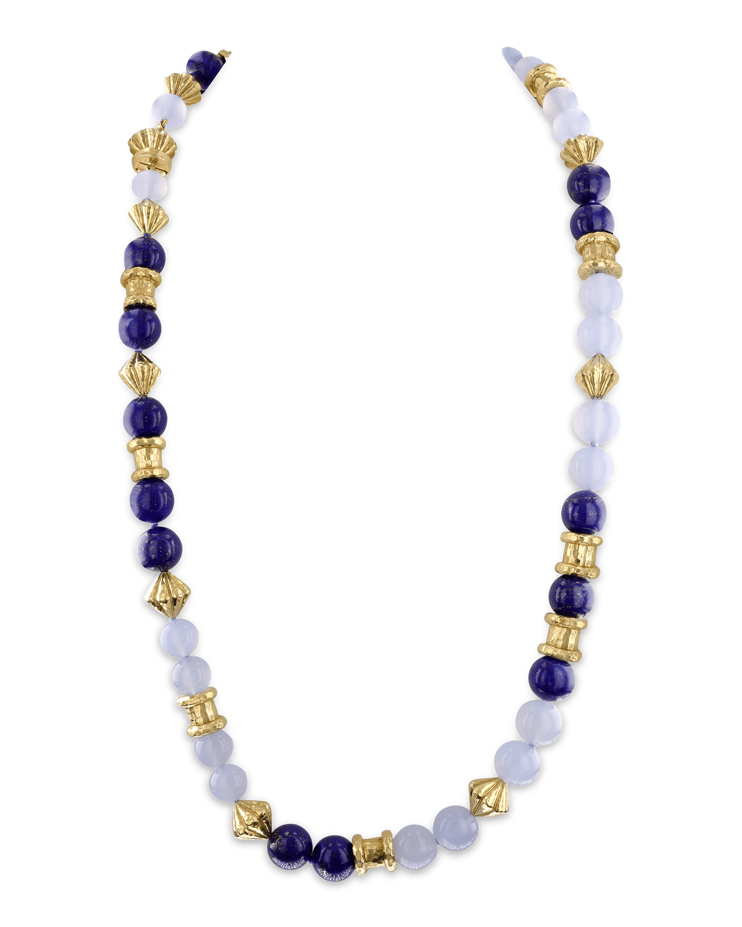 David Webb Lapis Lazuli, Chalcedony and Gold Necklace