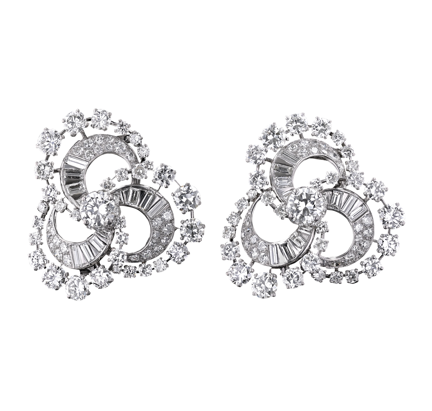 Pair of Cartier Diamond Brooches, 14.68 Carats