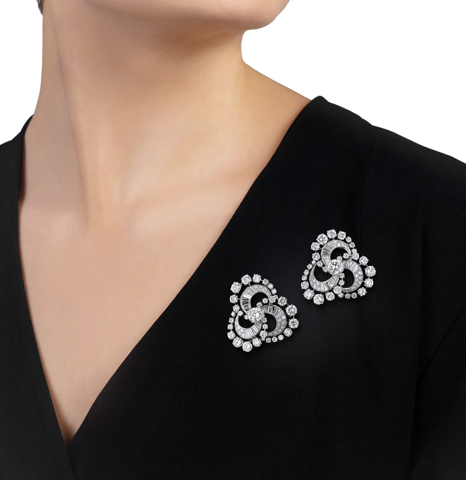 Pair of Cartier Diamond Brooches, 14.68 Carats