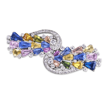 Oscar Heyman Sapphire and Diamond Double Clip Brooch