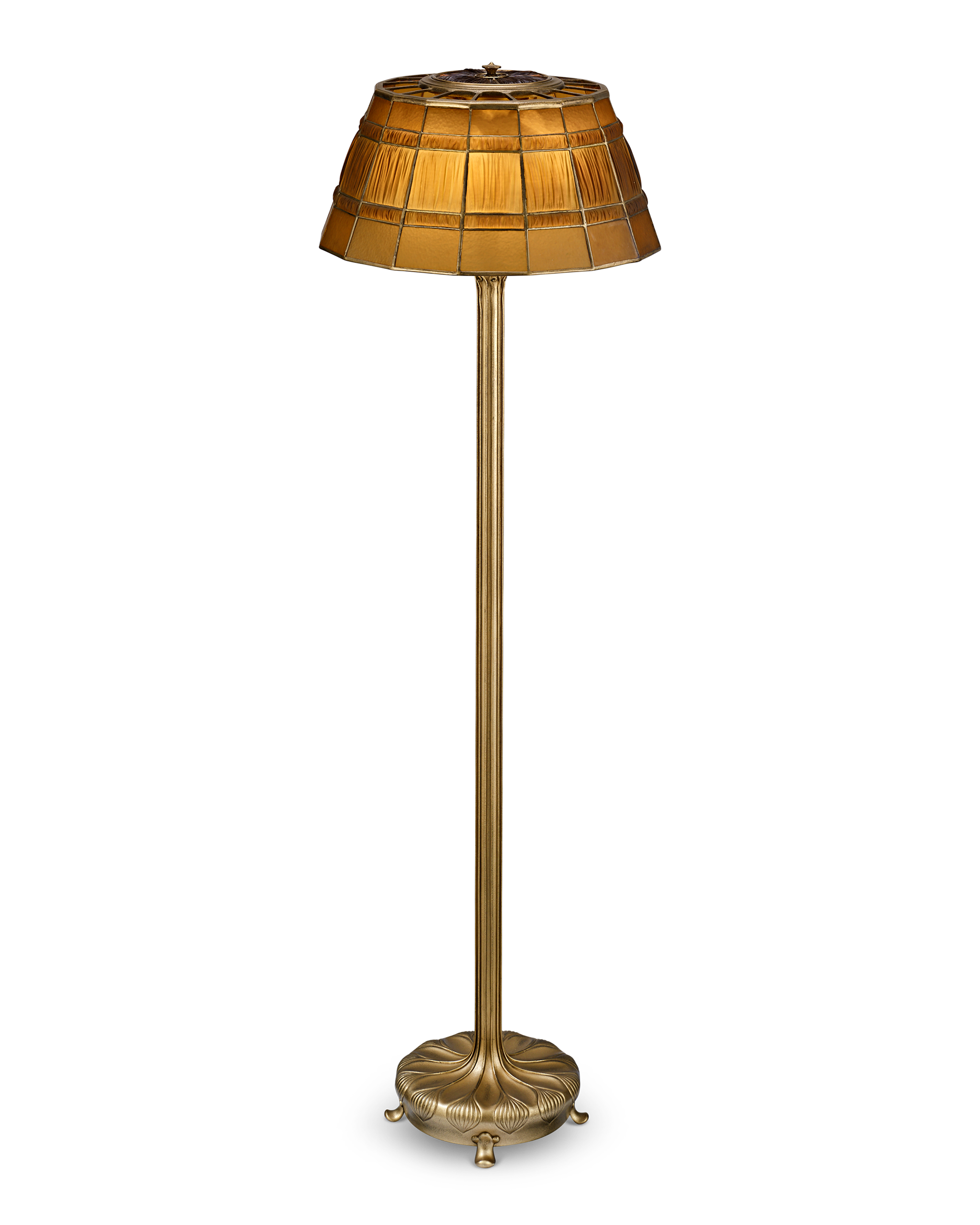 Tiffany Studios Amber Linenfold Floor Lamp