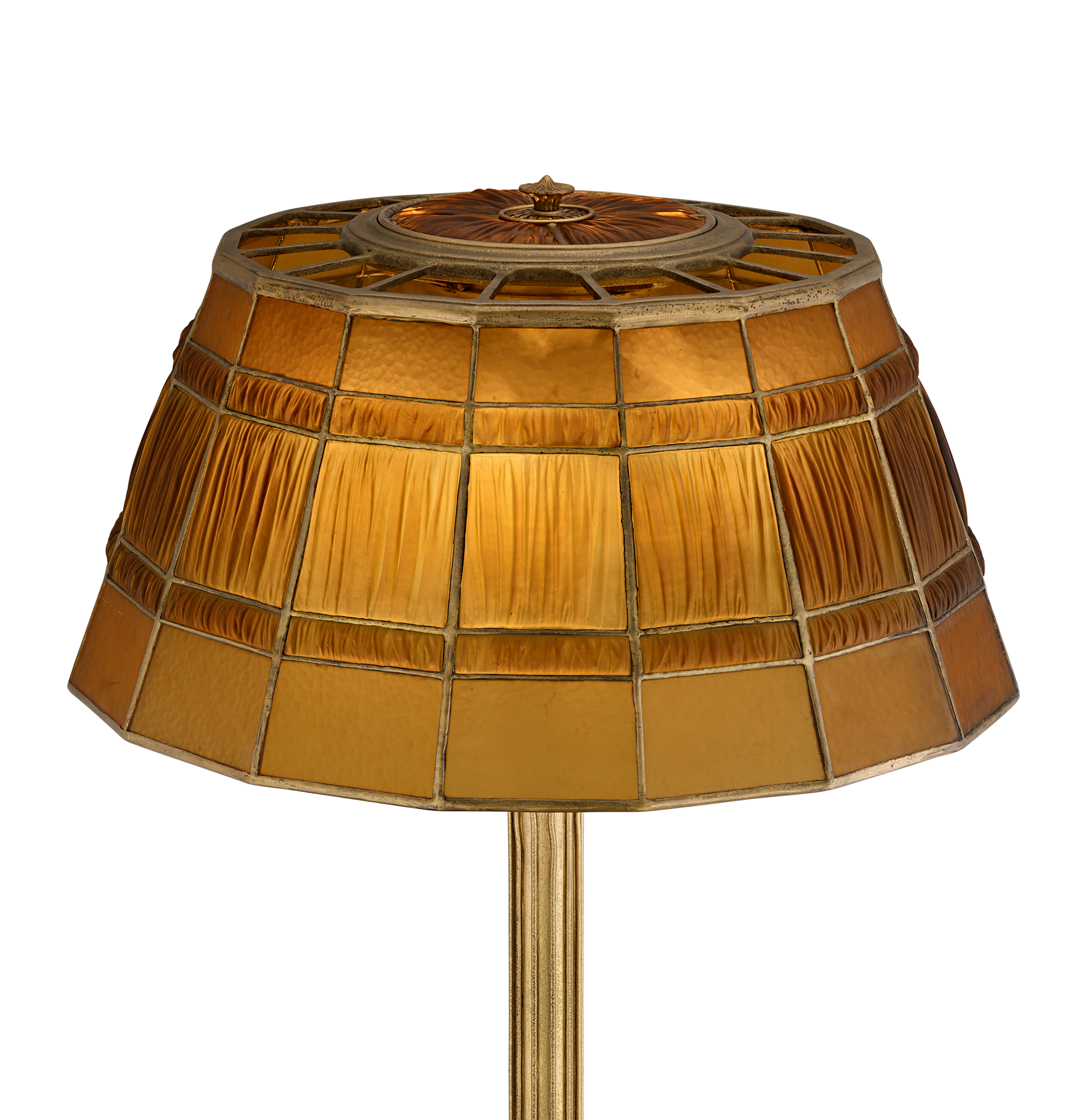 Tiffany Studios Amber Linenfold Floor Lamp
