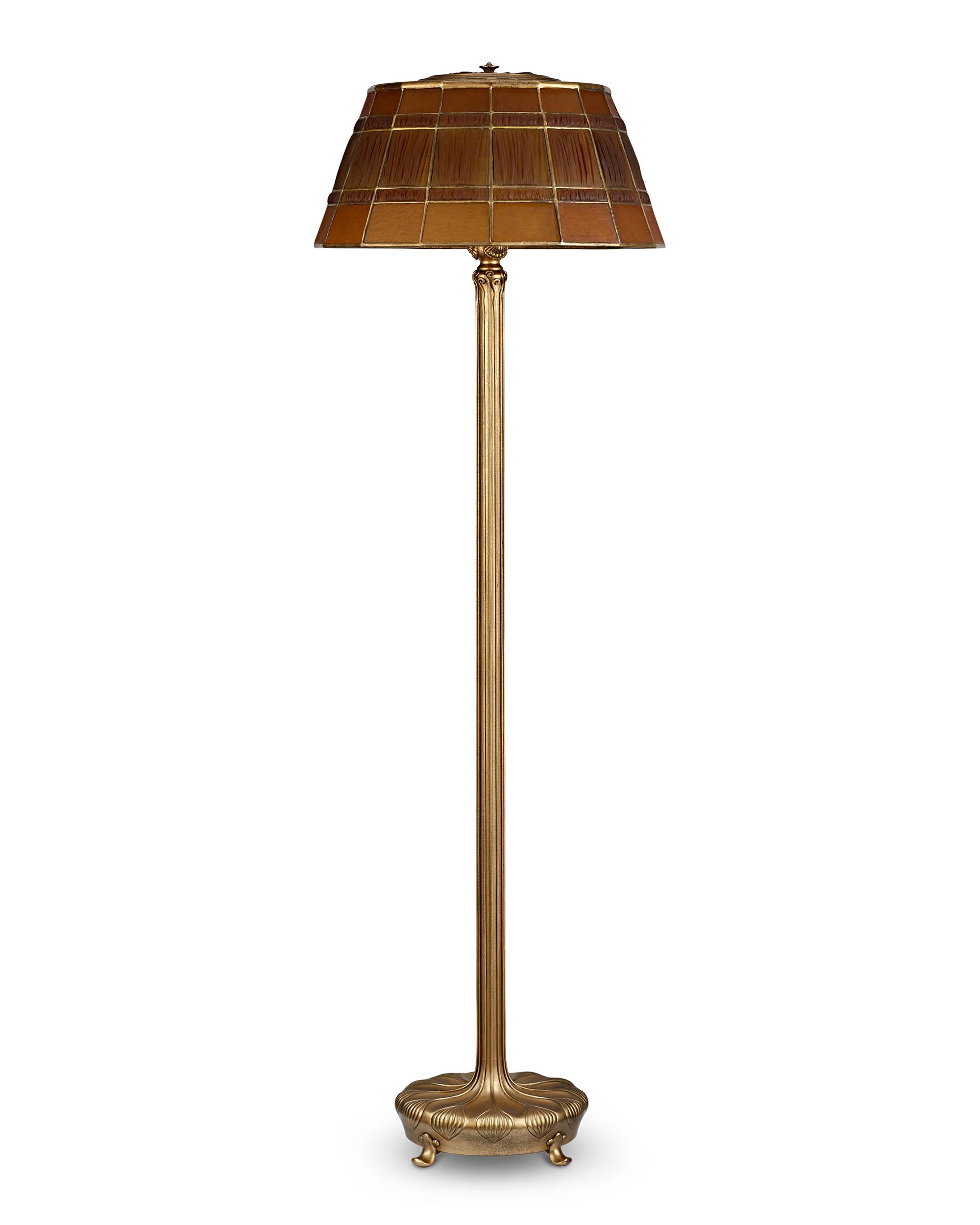 Tiffany Studios Amber Linenfold Floor Lamp