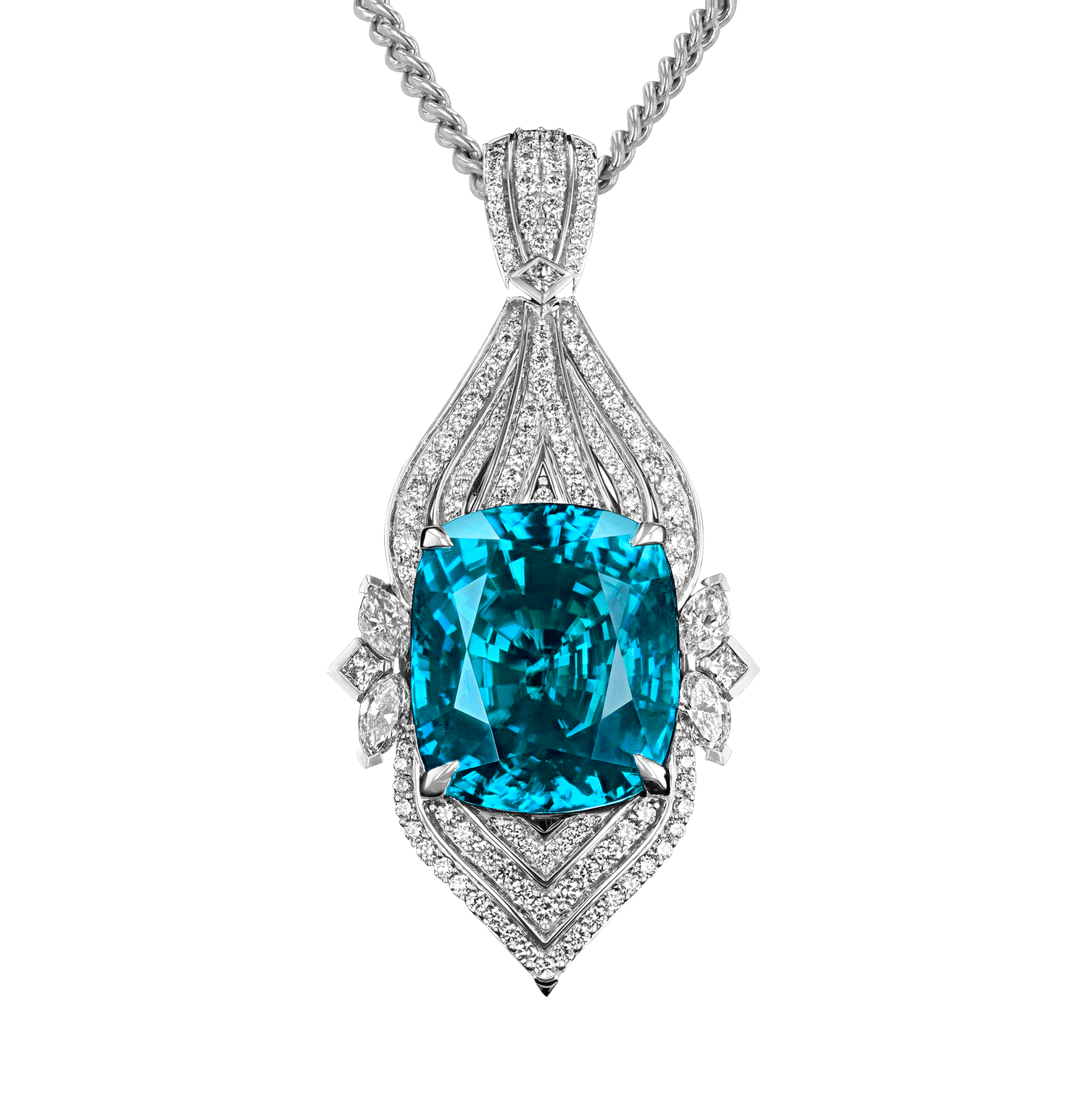 Blue Zircon Pendant, 115.80 Carats