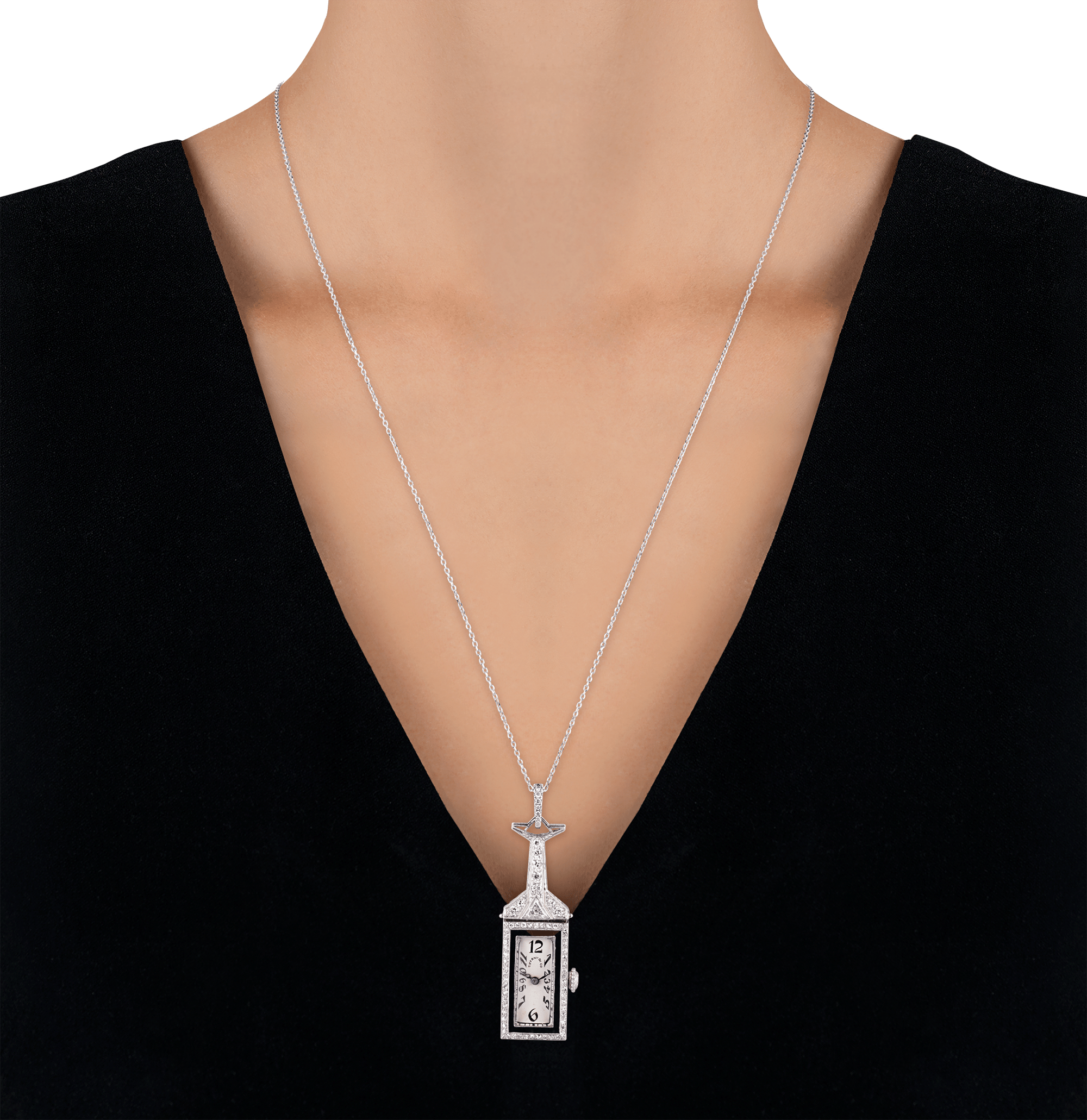 Tiffany & Co. and C.H. Meylan Art Deco Pendant Watch