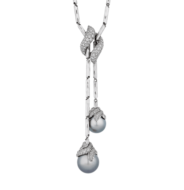 Henry Dunay Tahitian Pearl and Pavé Diamond Necklace