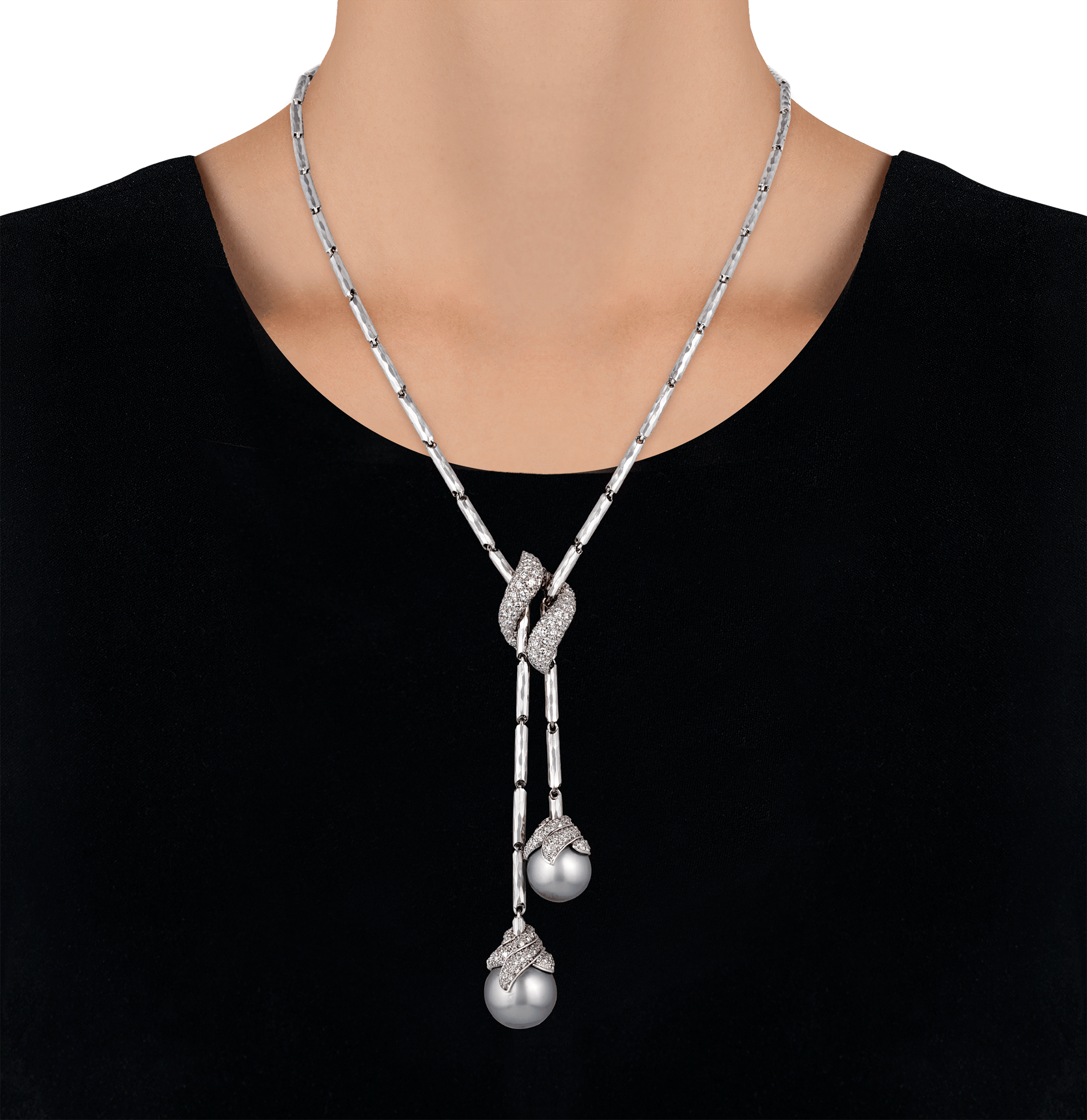 Henry Dunay Tahitian Pearl and Pavé Diamond Necklace