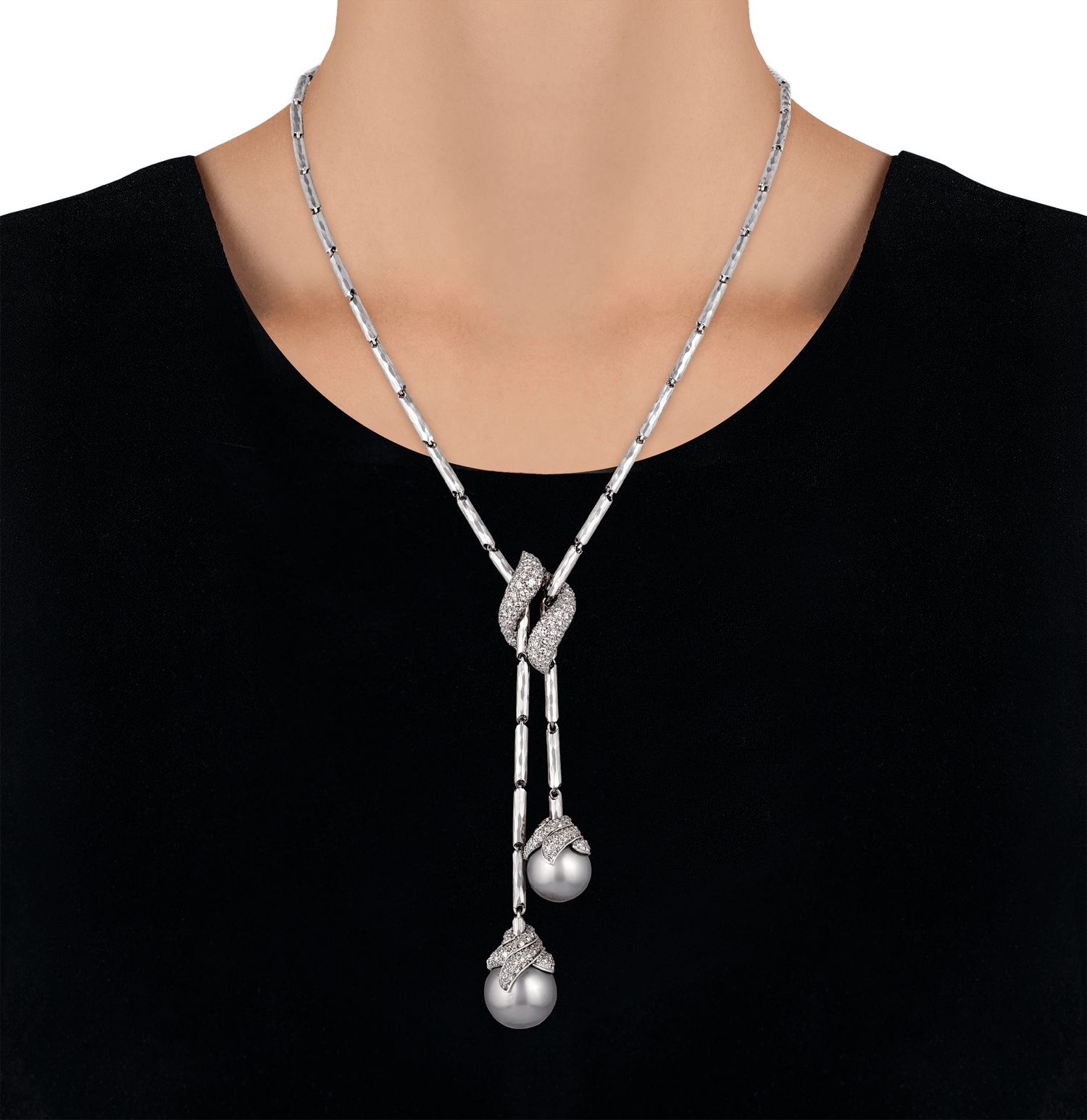 Henry Dunay Tahitian Pearl and Pavé Diamond Necklace