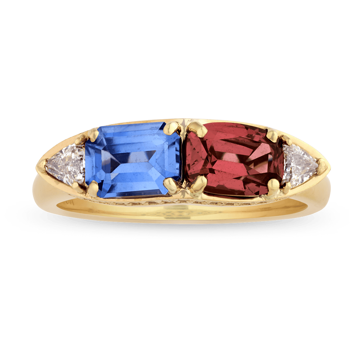 Rebecca Rau Sapphire and Garnet Toi et Moi Ring