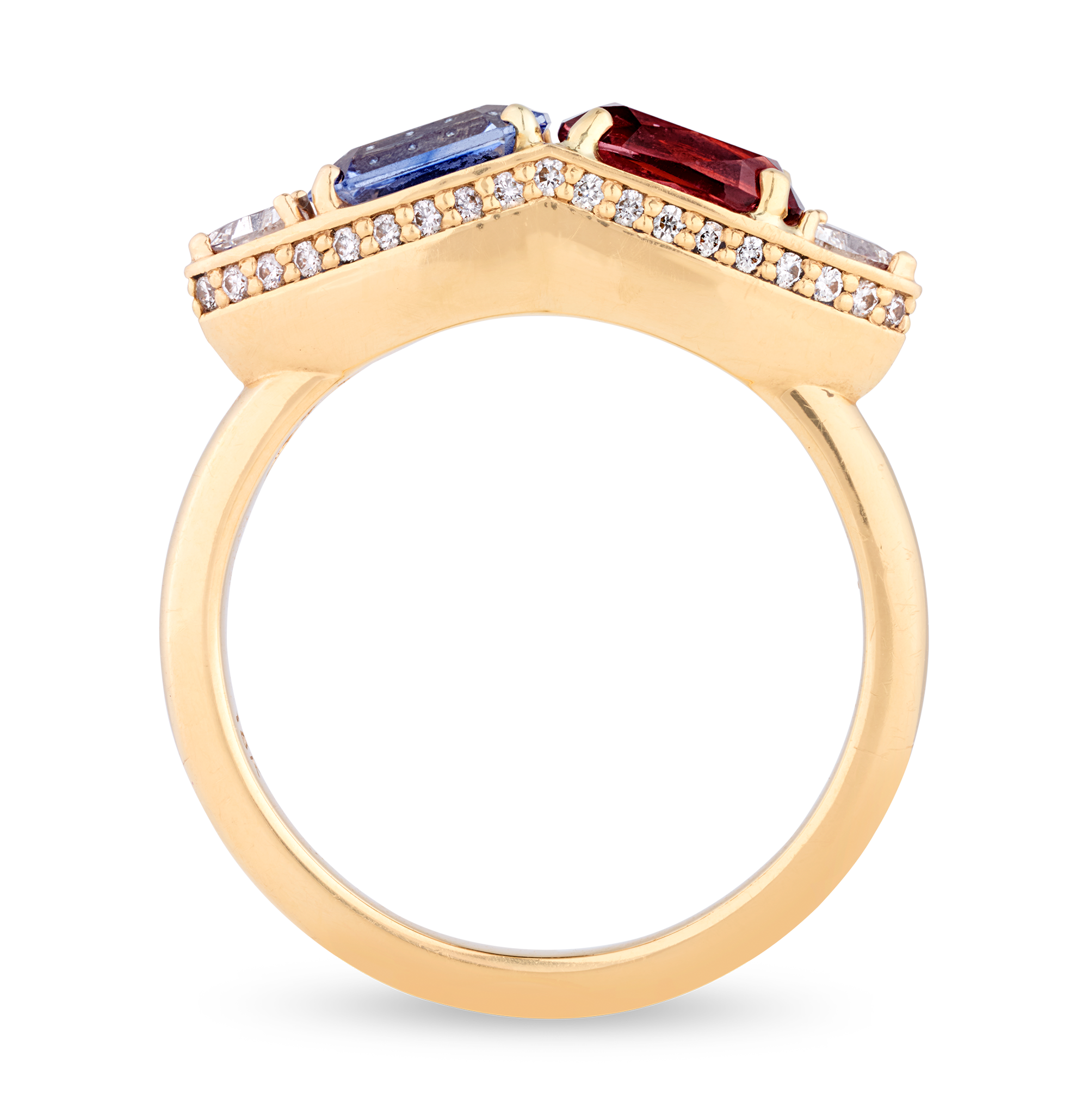 Rebecca Rau Sapphire and Garnet Toi et Moi Ring