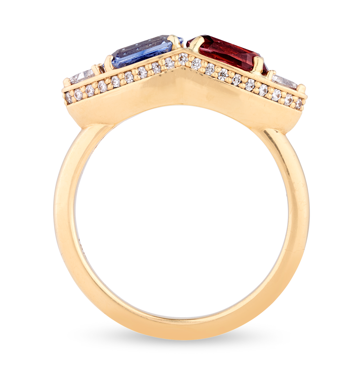 Rebecca Rau Sapphire and Garnet Toi et Moi Ring
