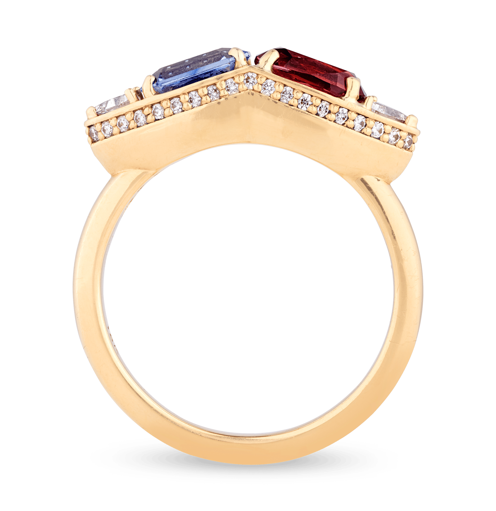 Rebecca Rau Sapphire and Garnet Toi et Moi Ring
