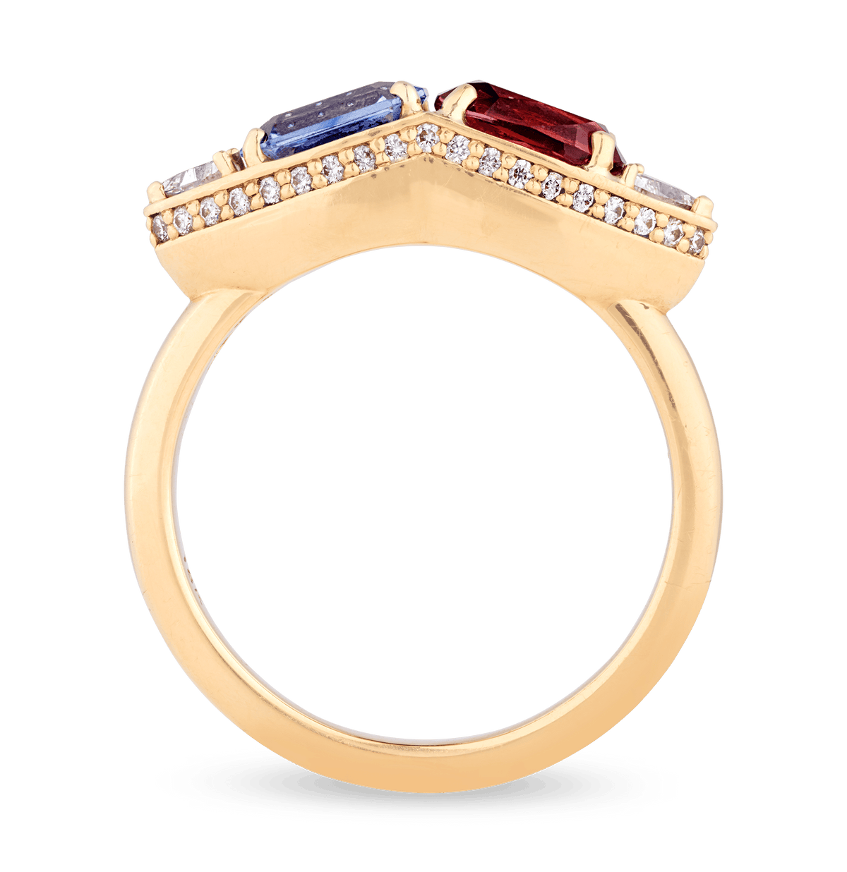Rebecca Rau Sapphire and Garnet Toi et Moi Ring