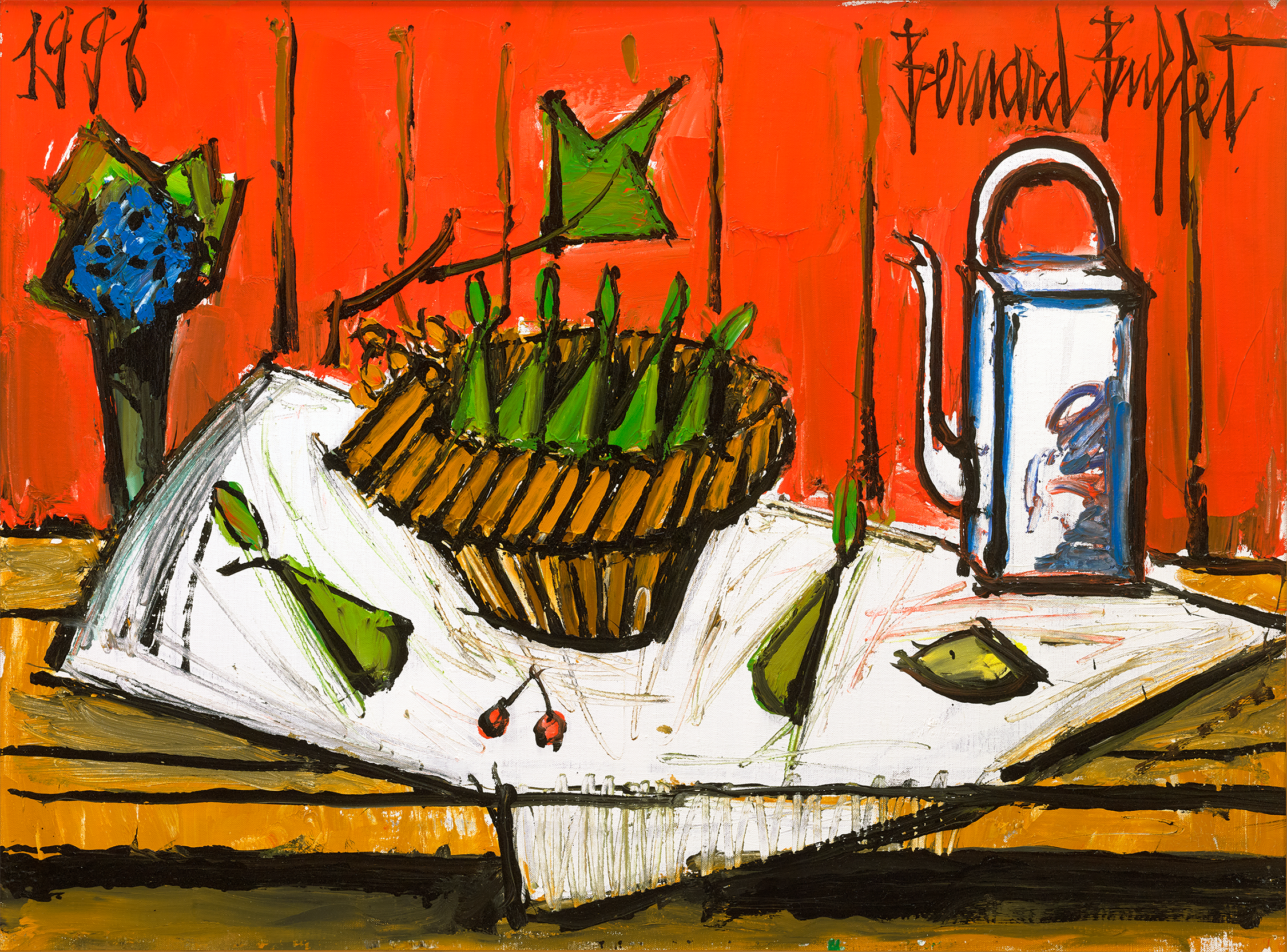 Panier de poires et théière by Bernard Buffet