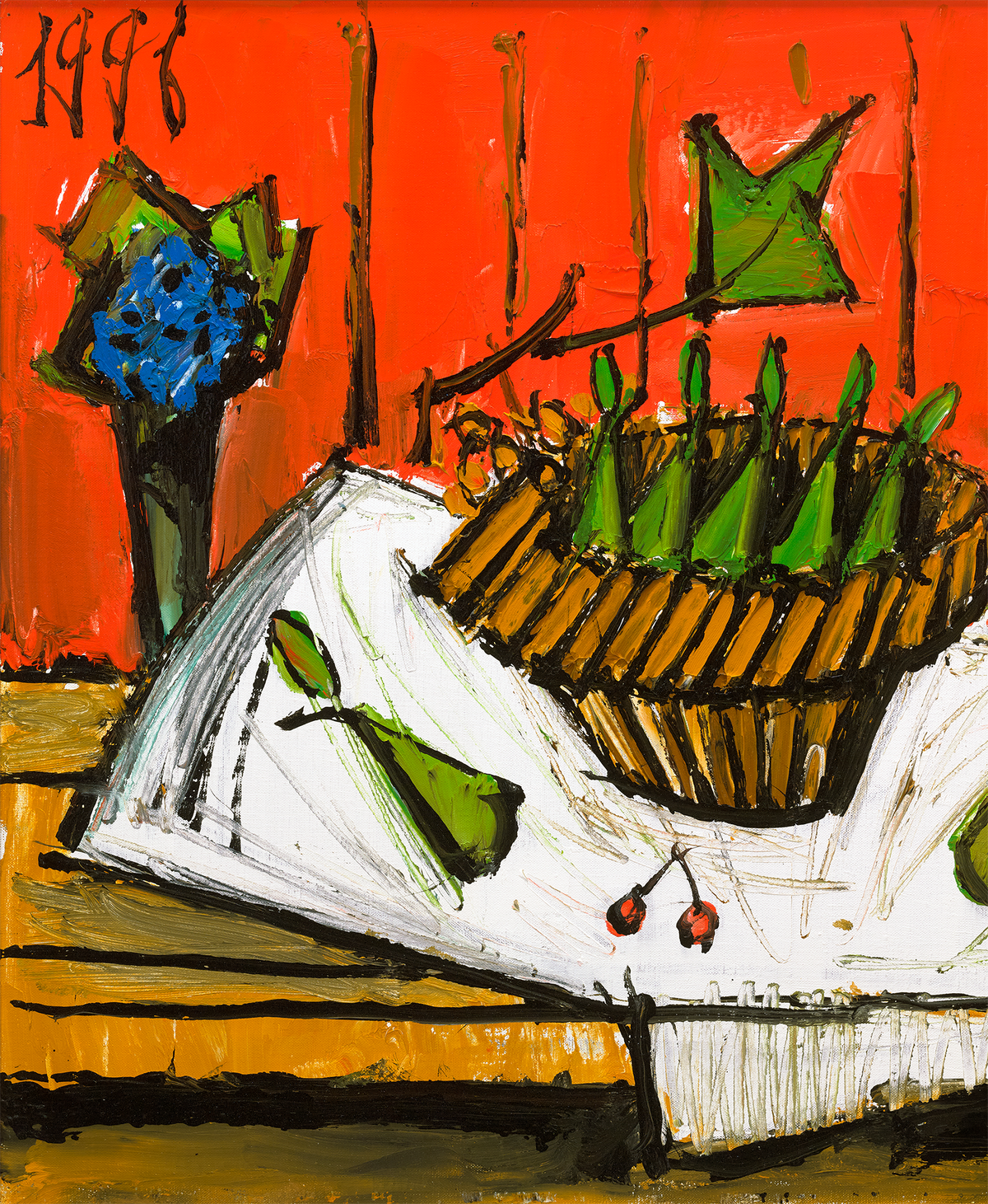Panier de poires et théière by Bernard Buffet