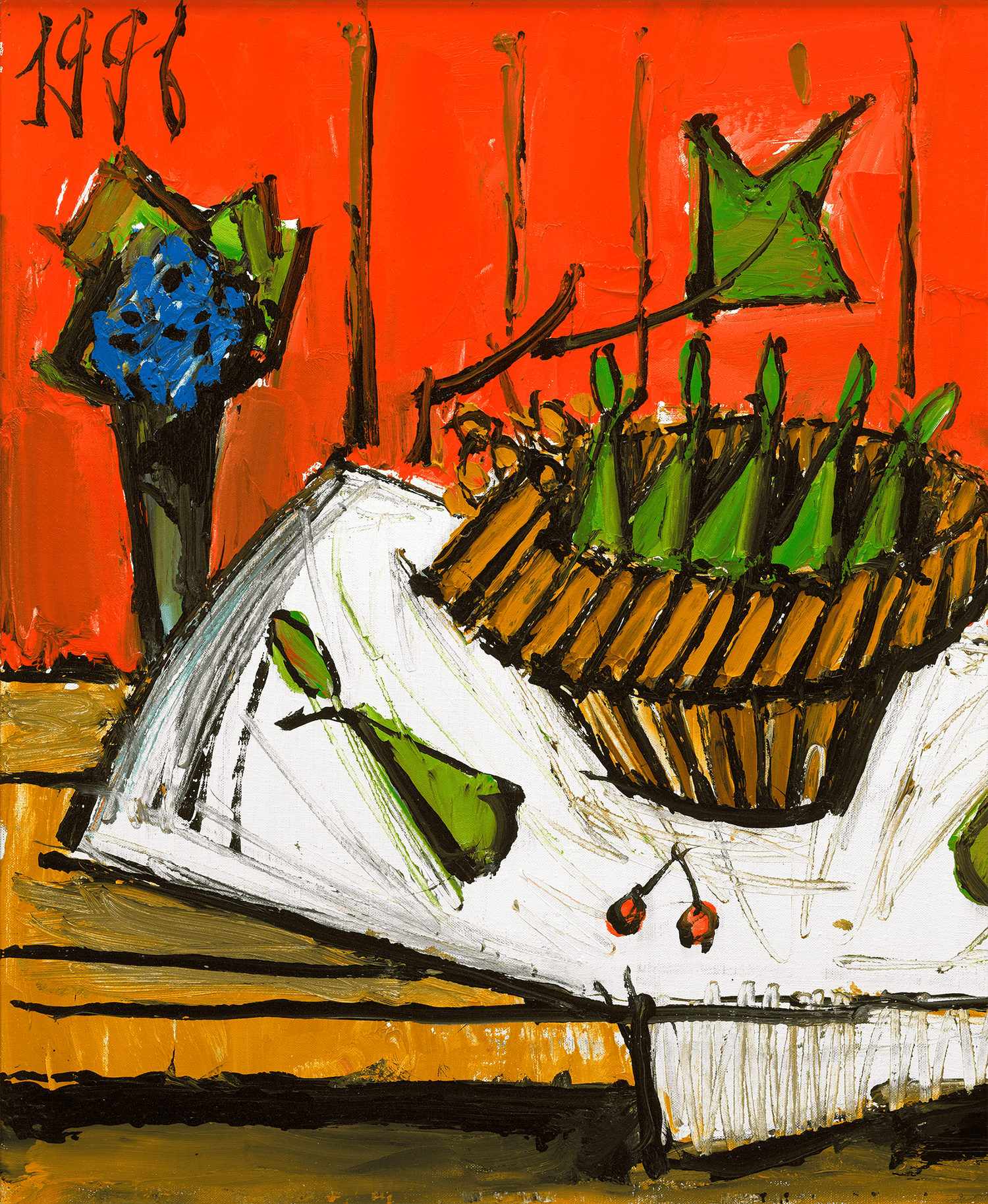 Panier de poires et théière by Bernard Buffet