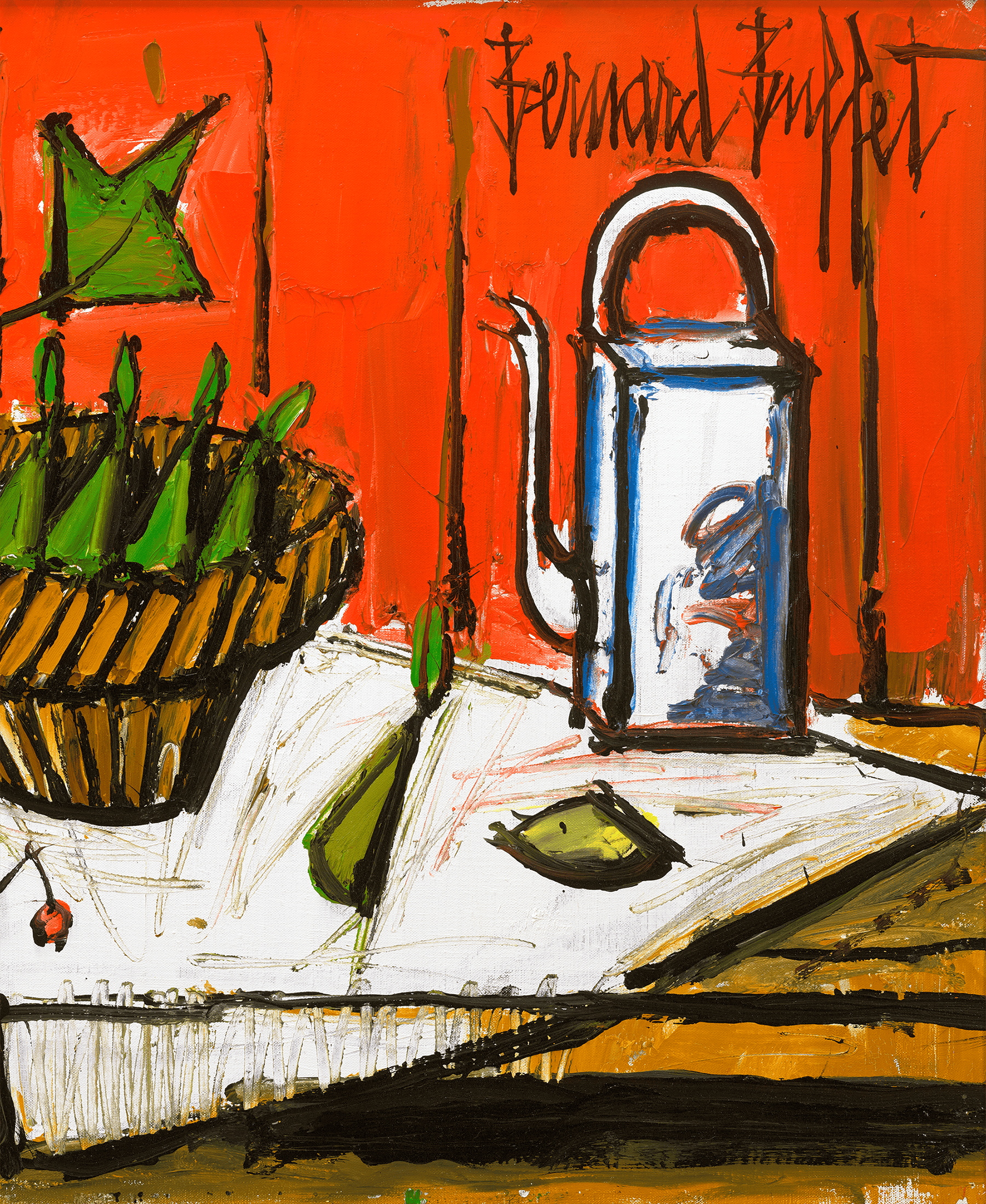 Panier de poires et théière by Bernard Buffet