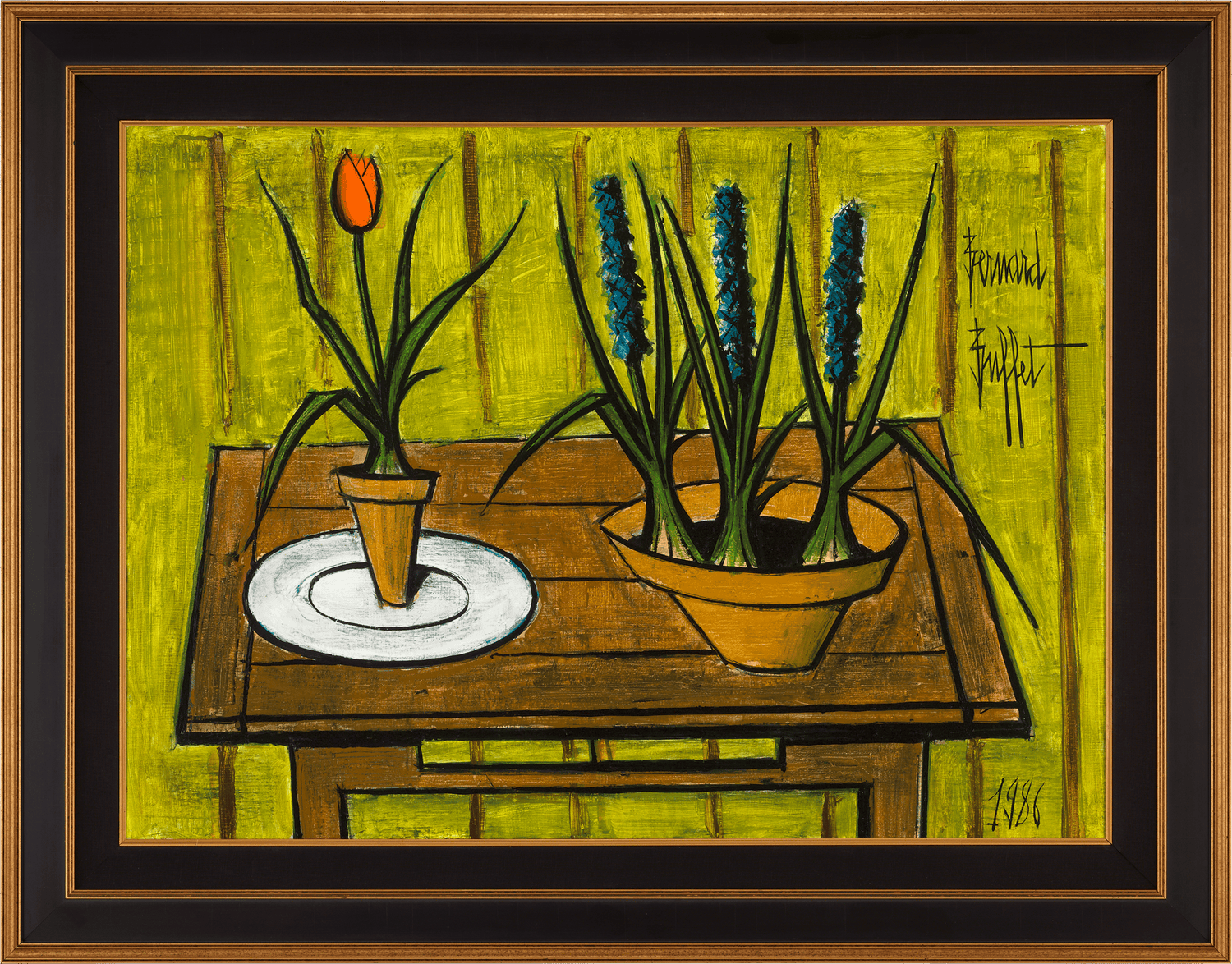 Une tulipe et trois jacinthes by Bernard Buffet