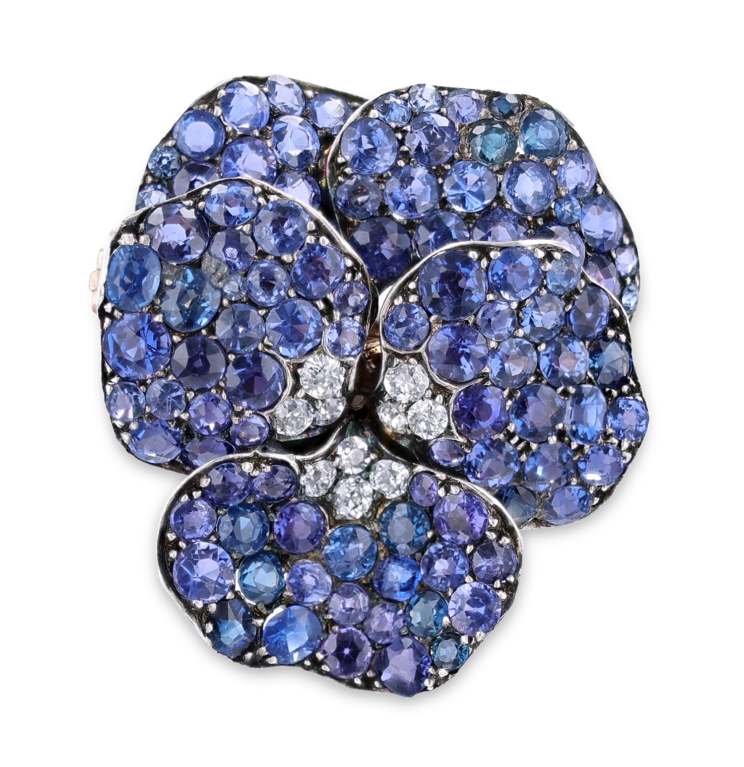 Yogo Sapphire Pansy Pin, 15.00 Carats