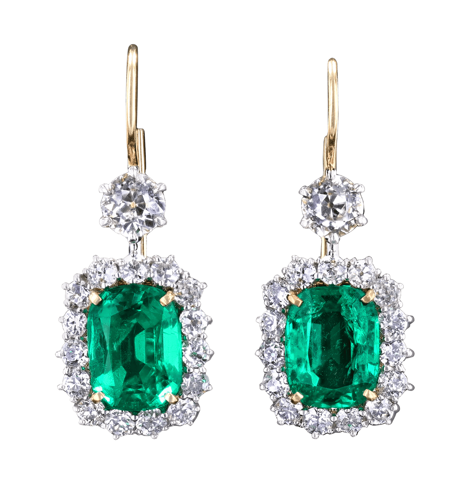Untreated Colombian Emerald Earrings, 4.95 Carats