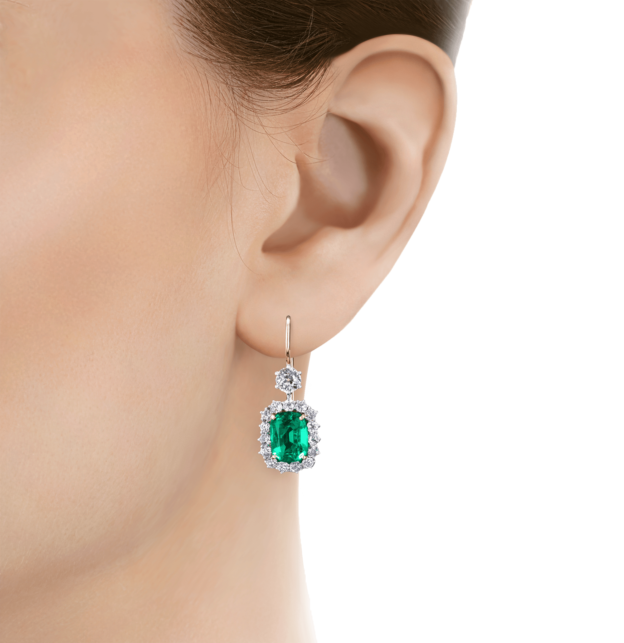 Untreated Colombian Emerald Earrings, 4.95 Carats